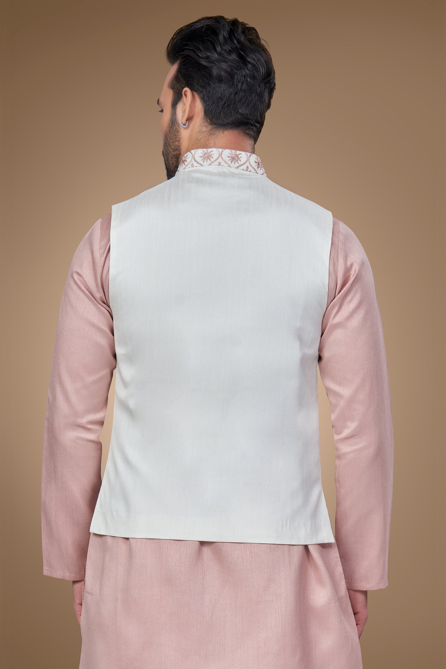 Pink Embroidered Jacket With Oval Shape Patterns