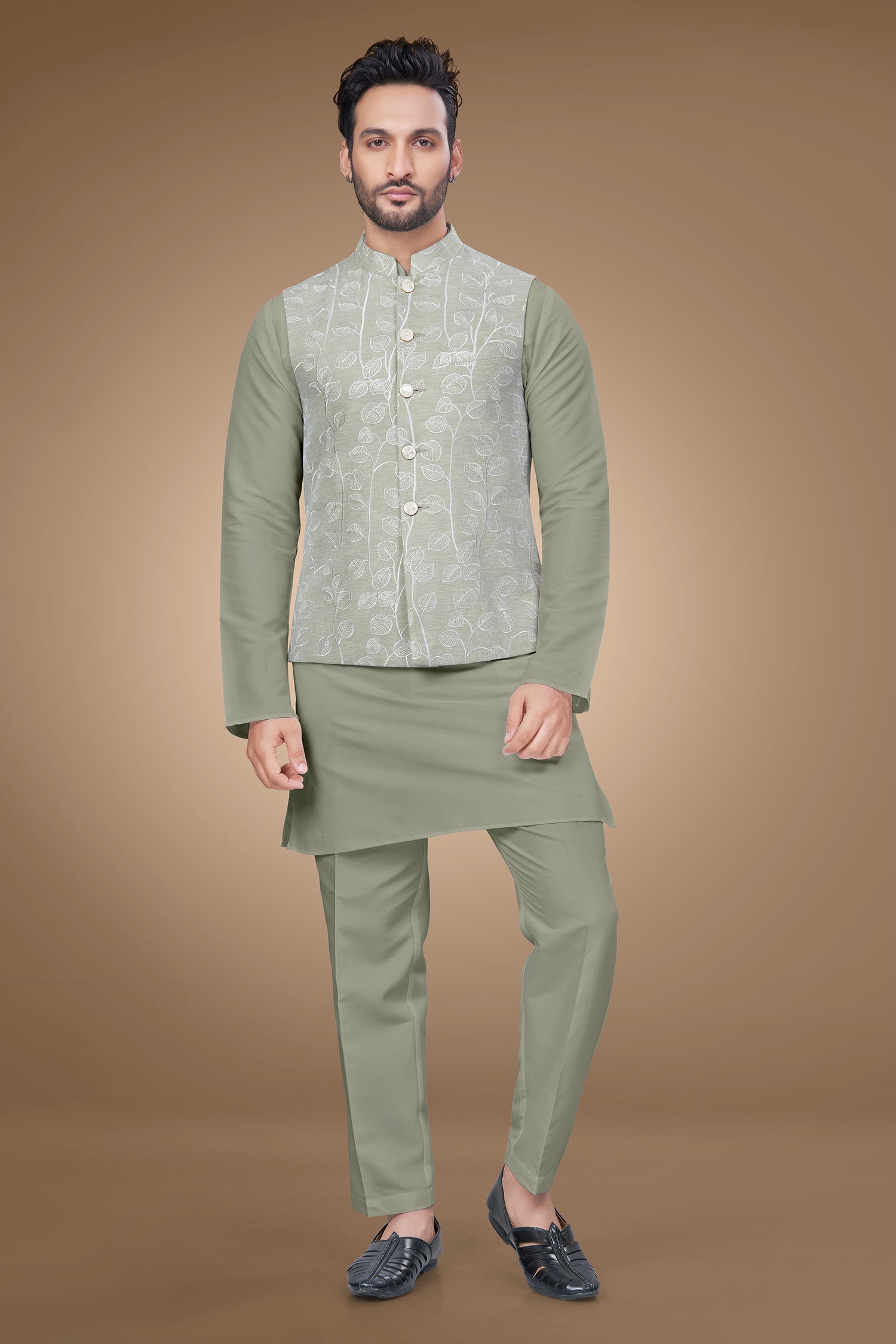 Sage Green Embroidered Jacket