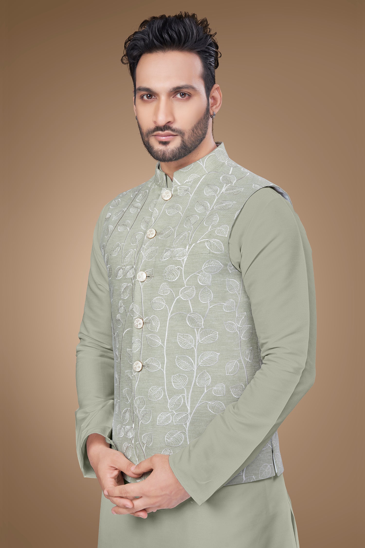 Sage Green Embroidered Jacket