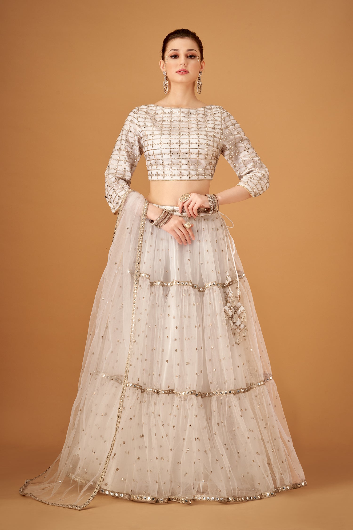 White Skirt And Embroidered Top