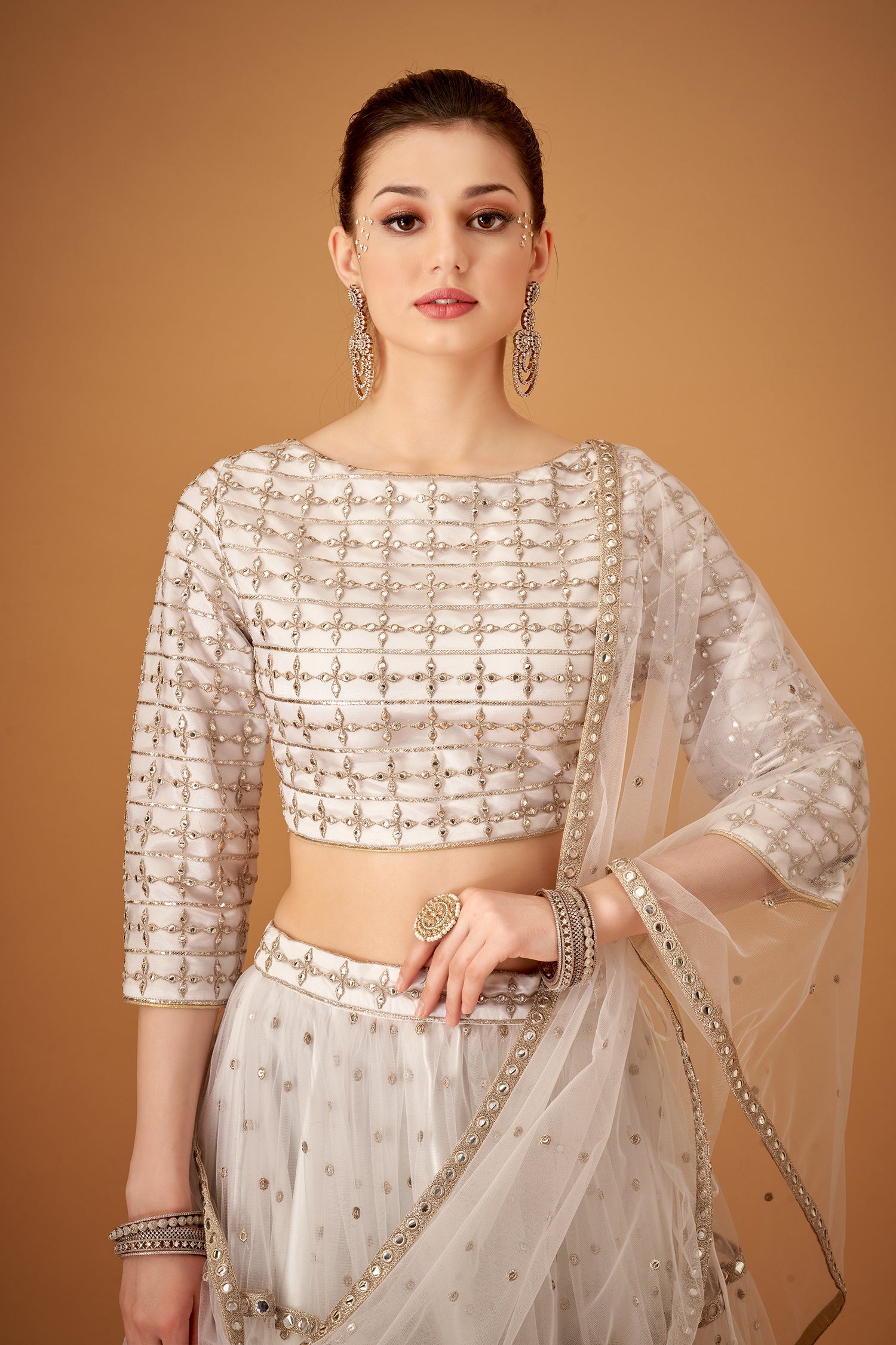 White Skirt And Embroidered Top