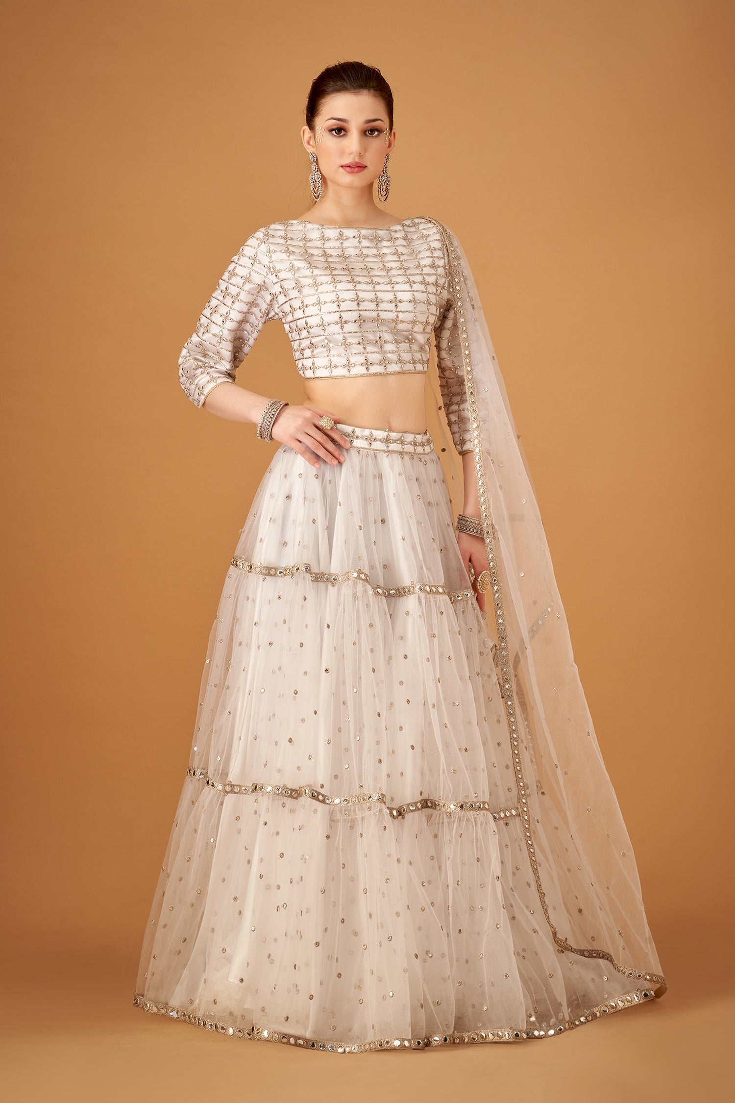 White Skirt And Embroidered Top