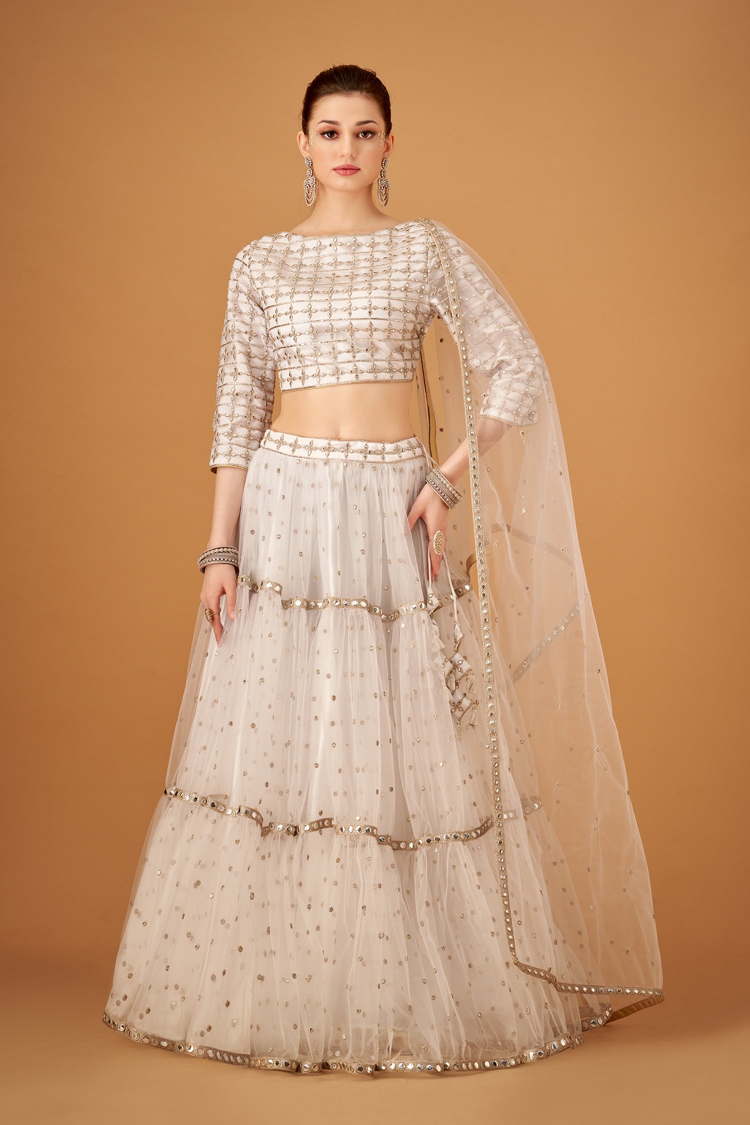 White Skirt And Embroidered Top