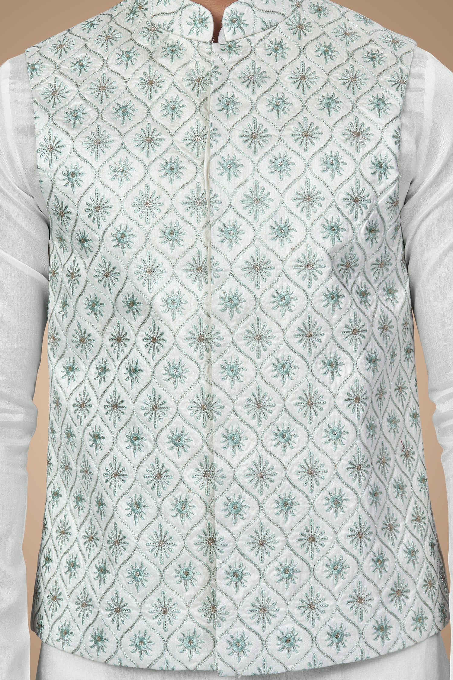 Teal Festive Embroidered Jacket