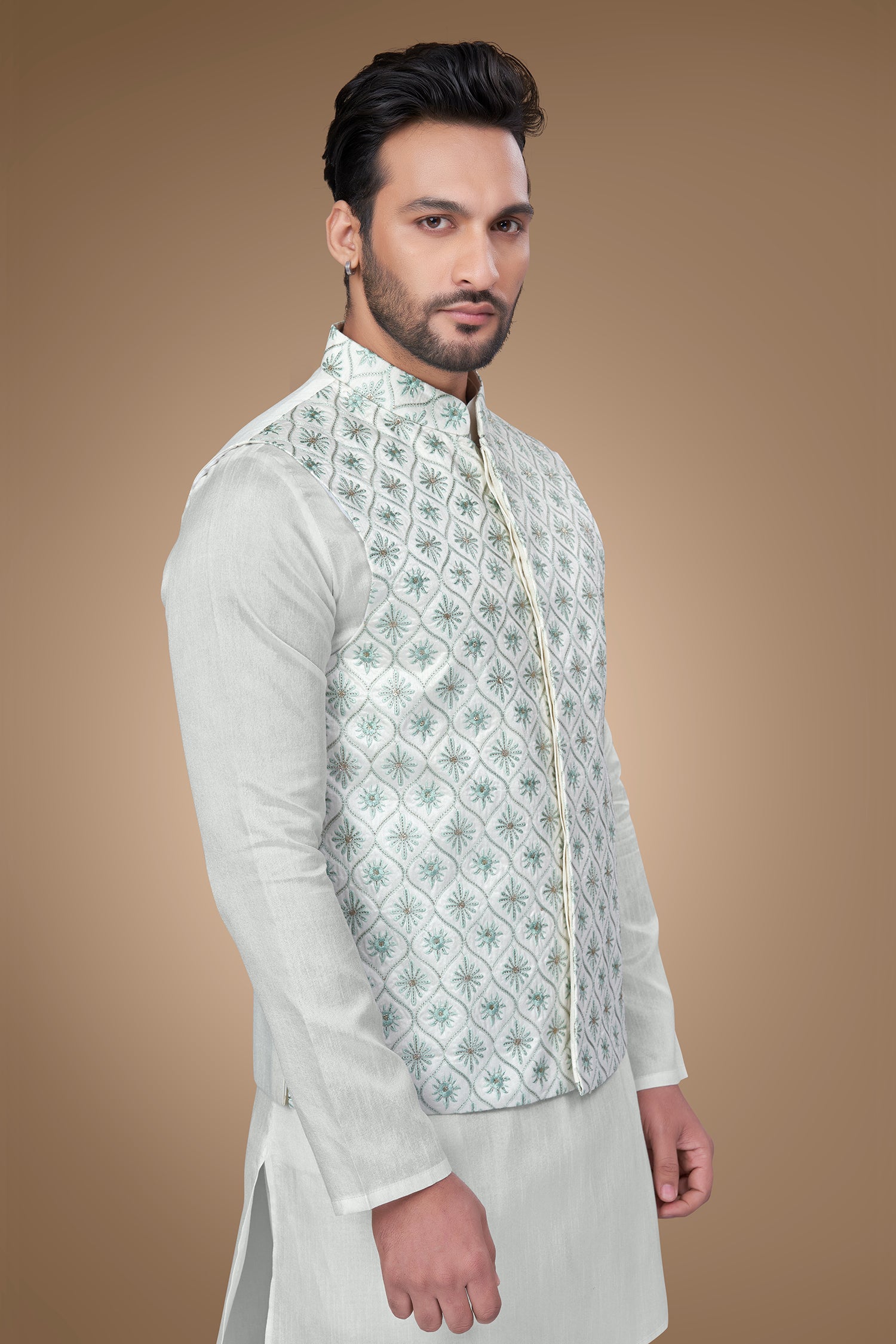 Teal Festive Embroidered Jacket