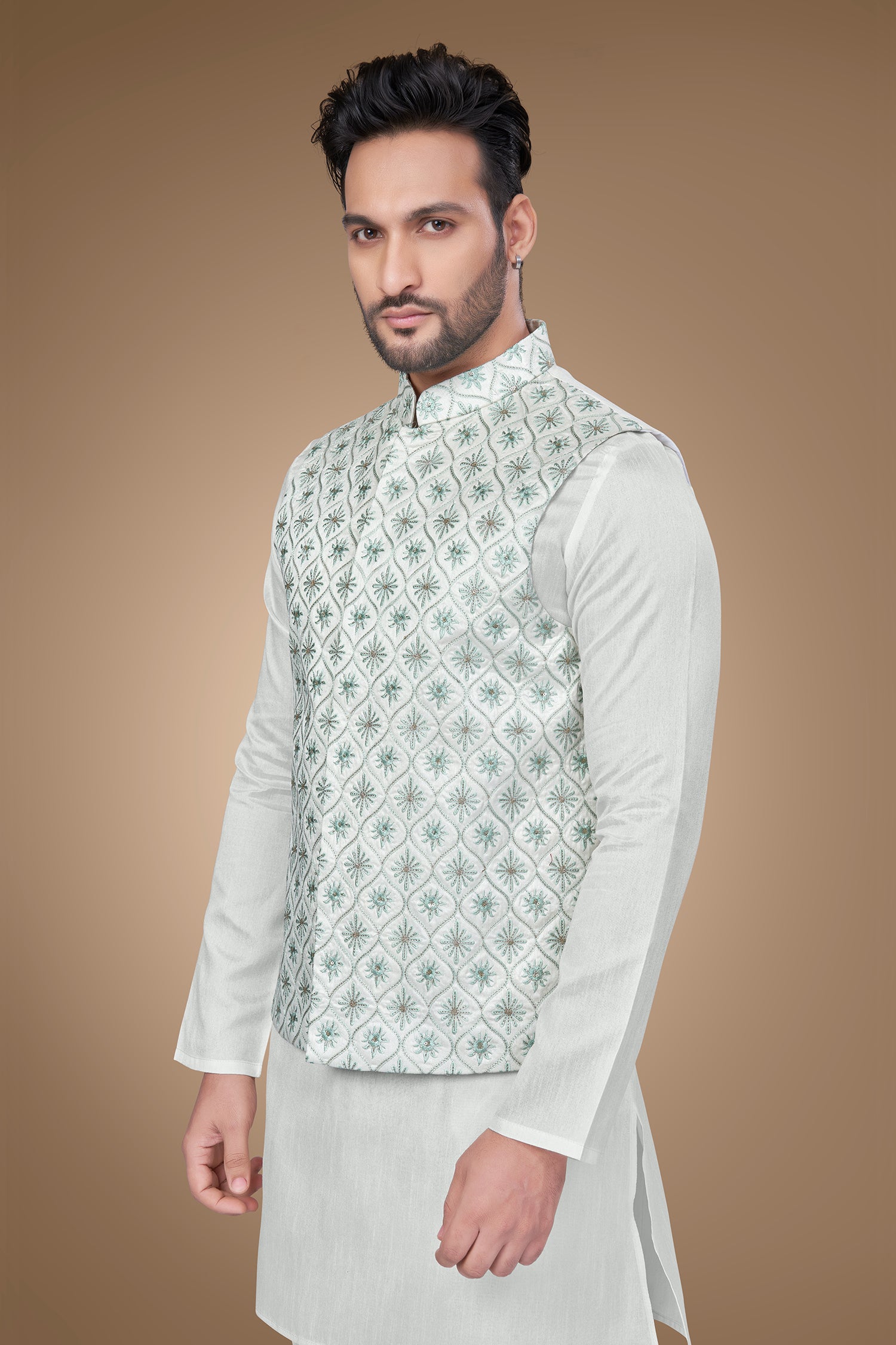 Teal Festive Embroidered Jacket