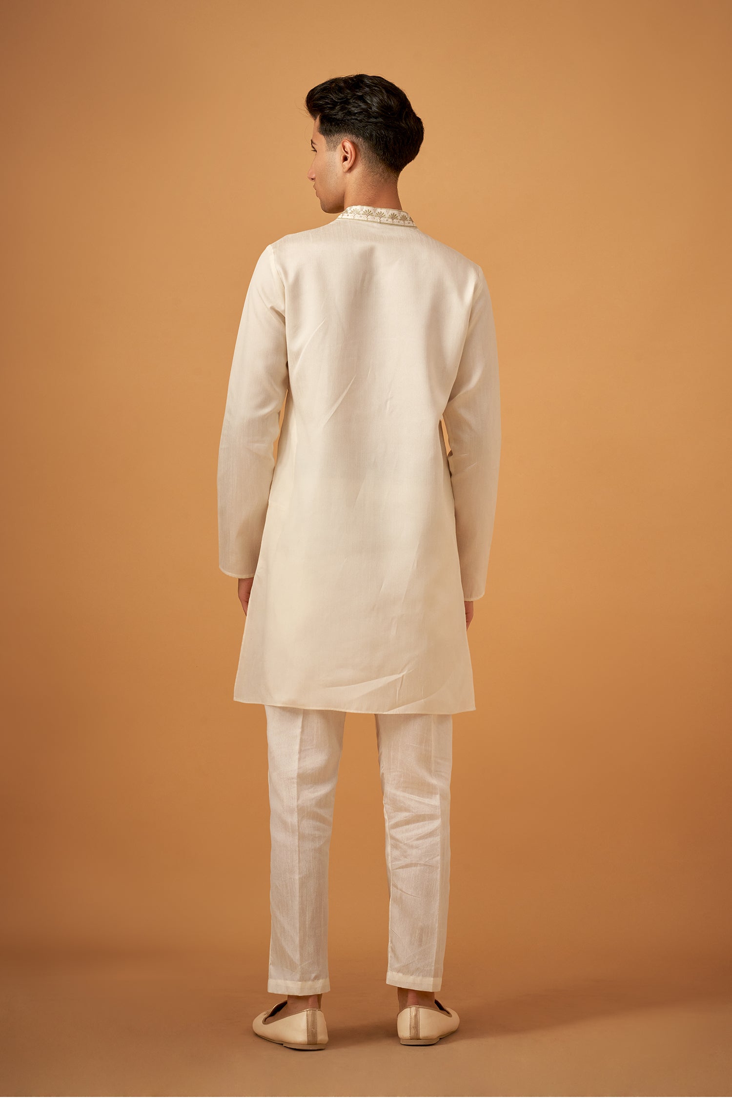 Green Embroidered Sherwani Jacket And Kurta Set