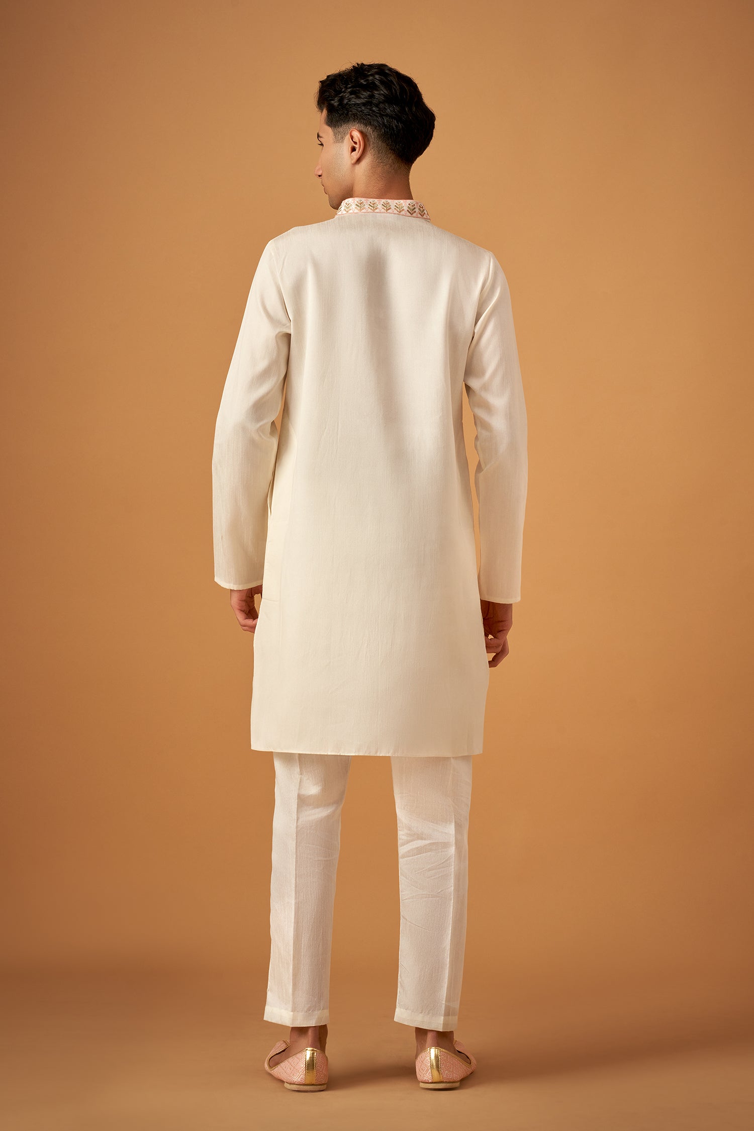 Blush Pink Embroidered Sherwani Jacket And Kurta Set