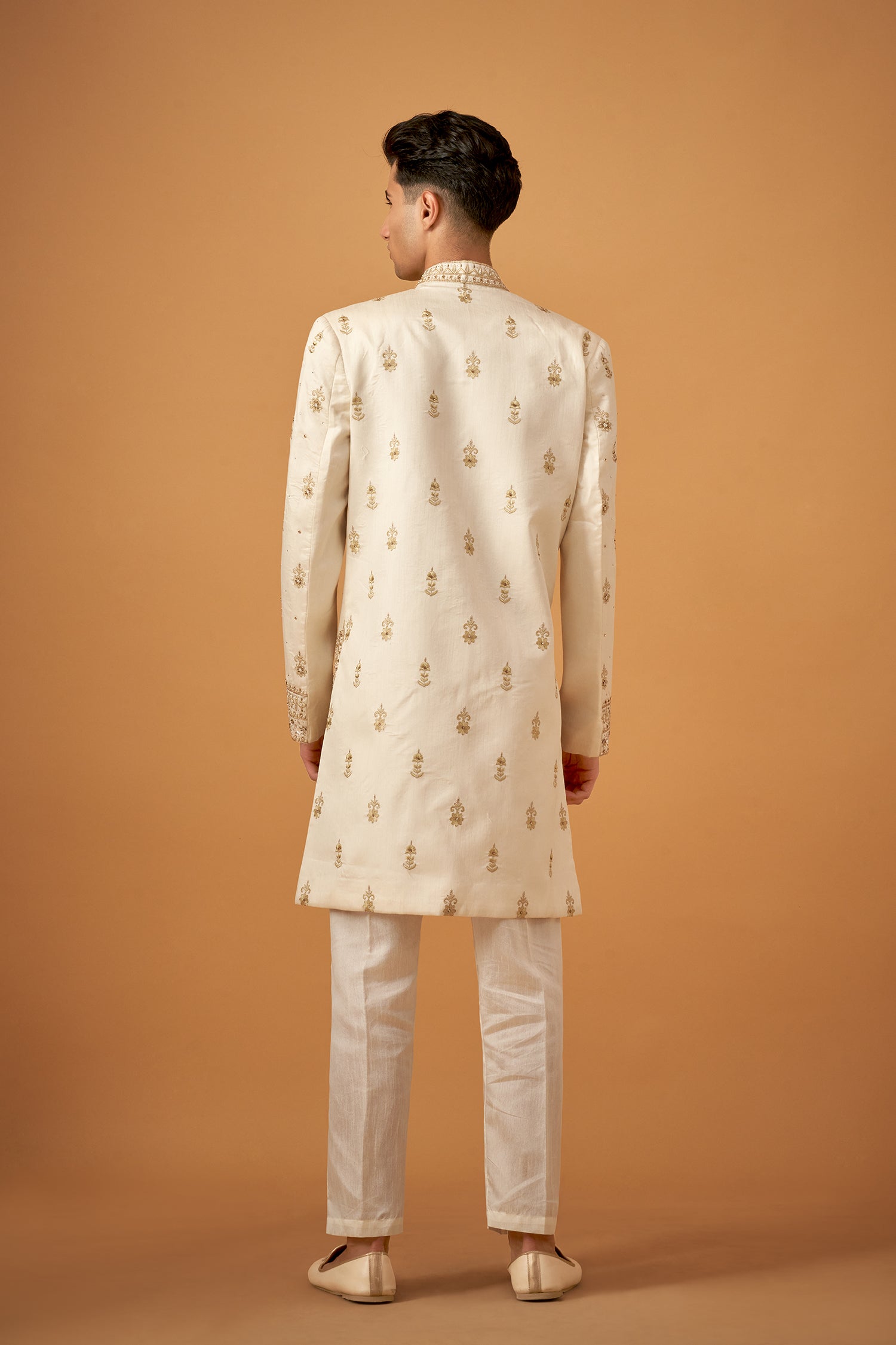 Offwhite Embroidered Sherwani With Handwork