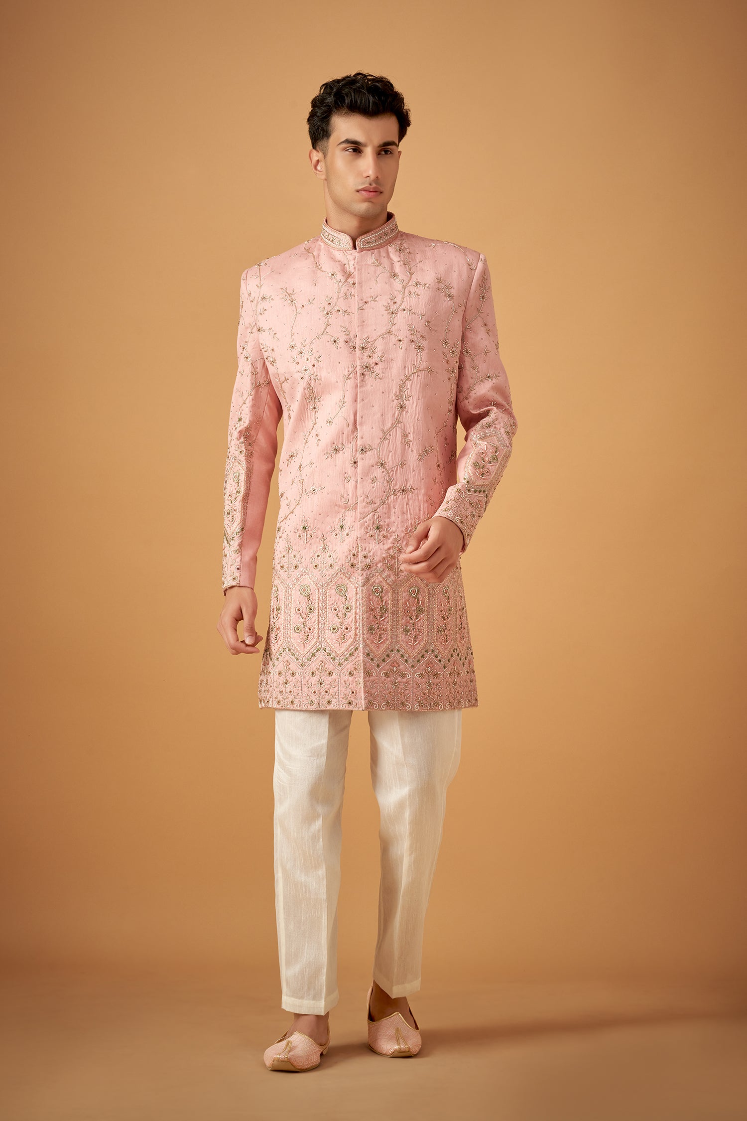 Pink Handwork Embroidered Sherwani