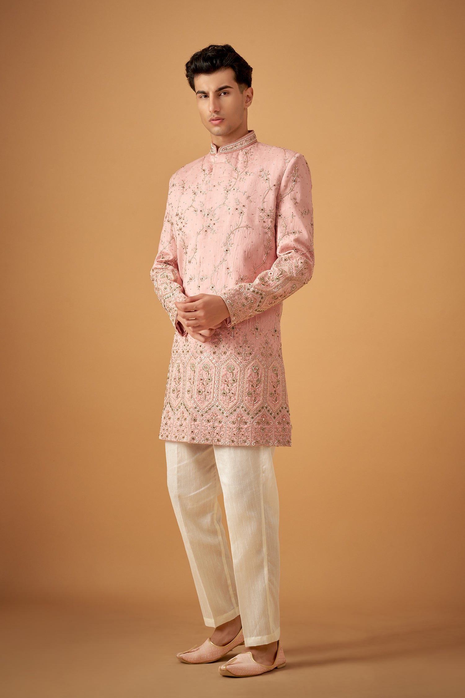Pink Handwork Embroidered Sherwani