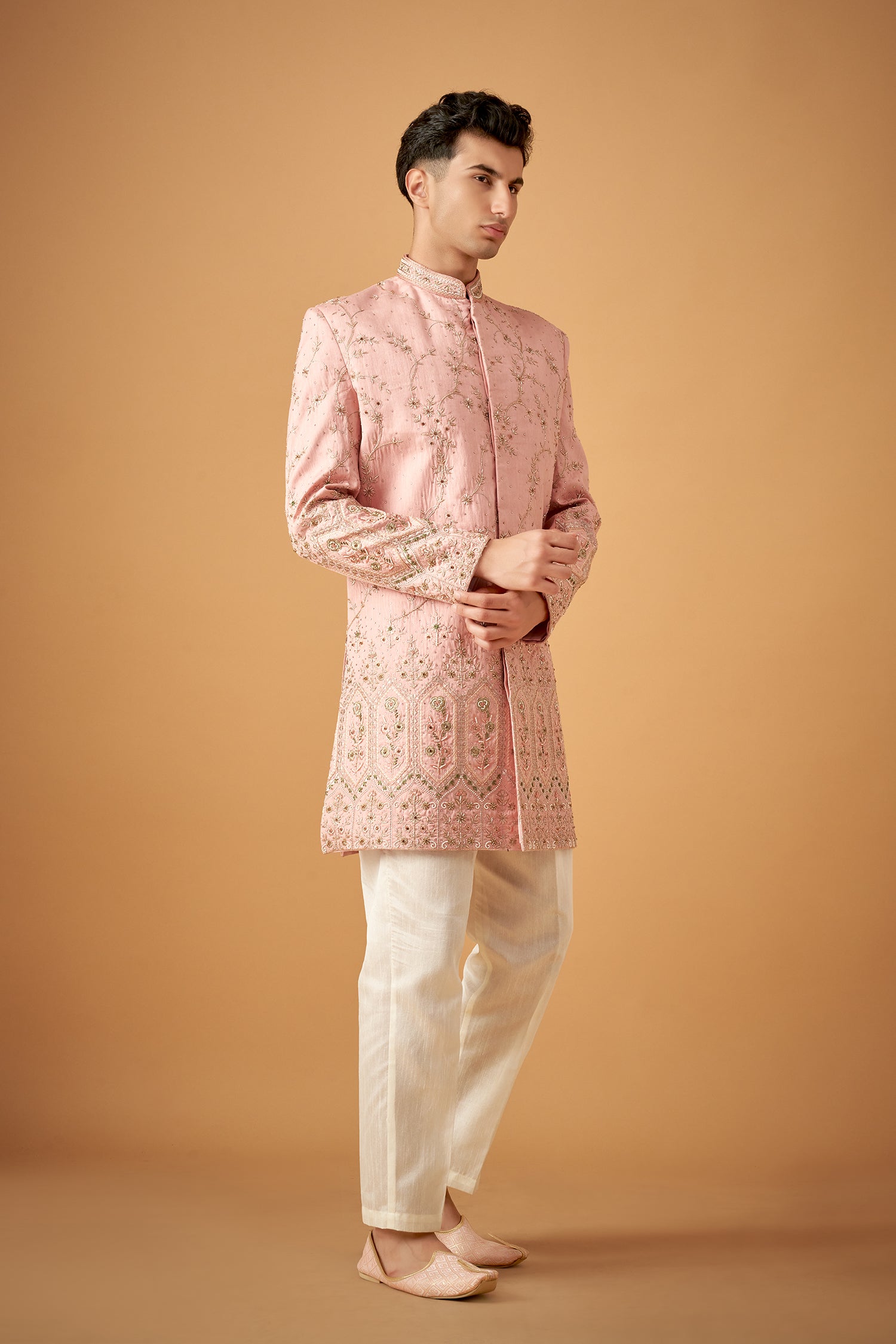 Pink Handwork Embroidered Sherwani