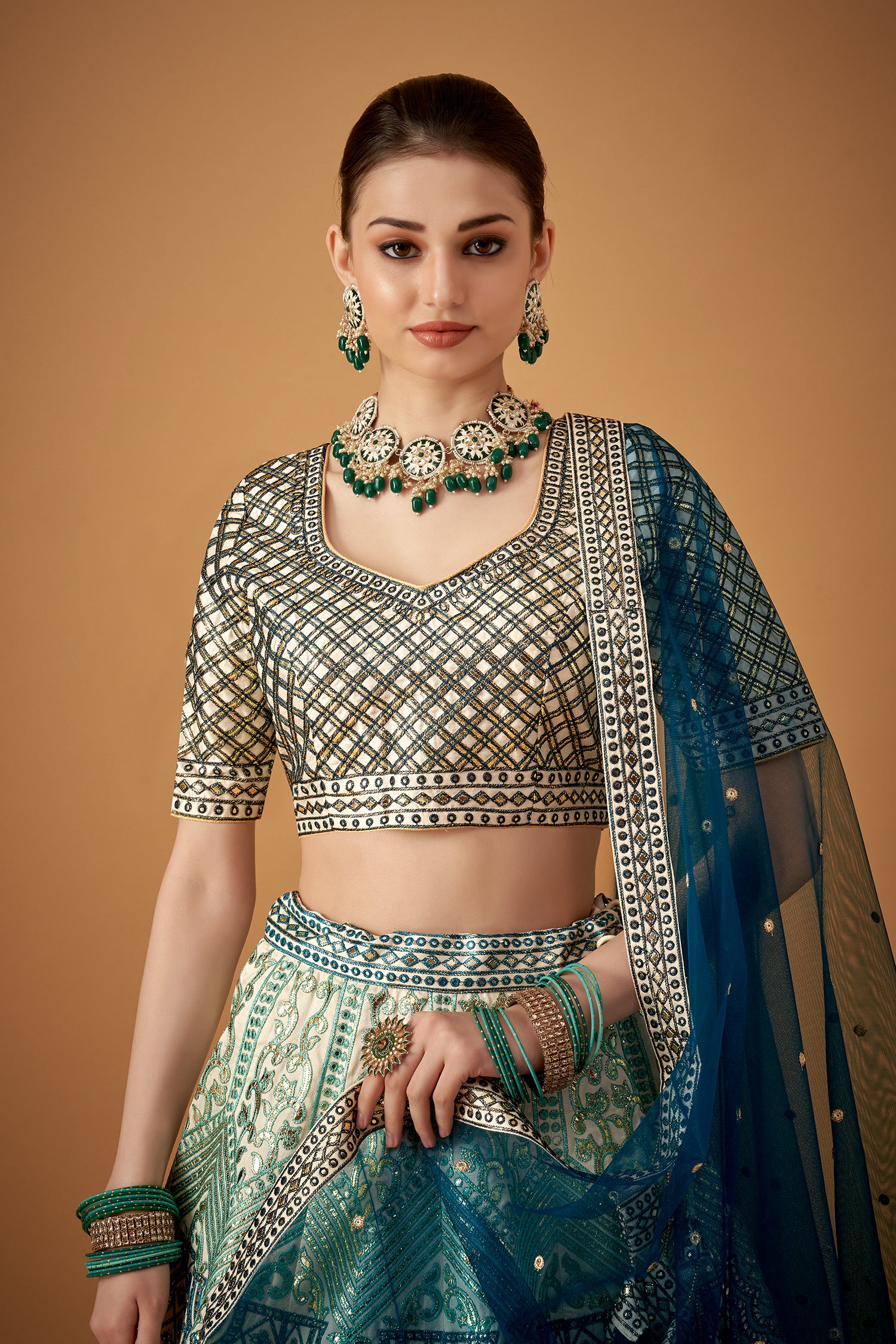 Blue Ombre Embroidered Lehenga with Gotta Work