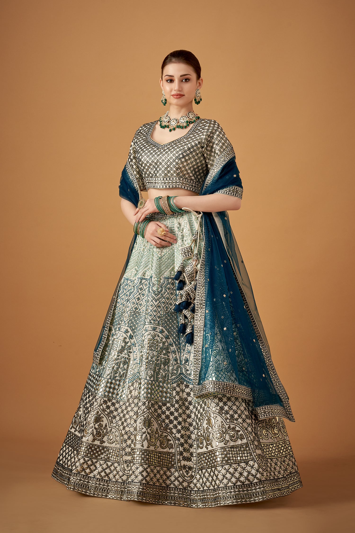 Blue Ombre Embroidered Lehenga with Gotta Work