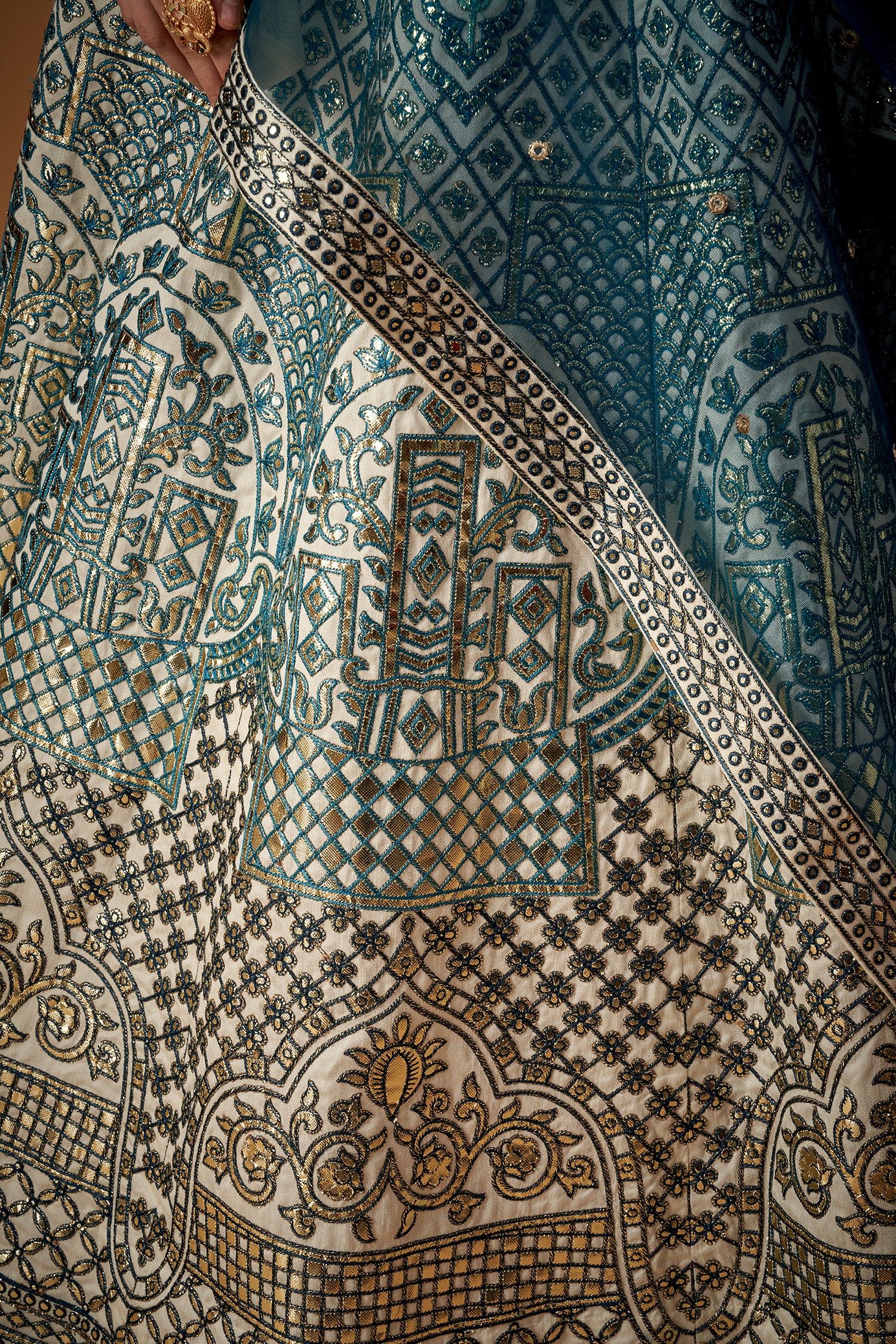 Blue Ombre Embroidered Lehenga with Gotta Work