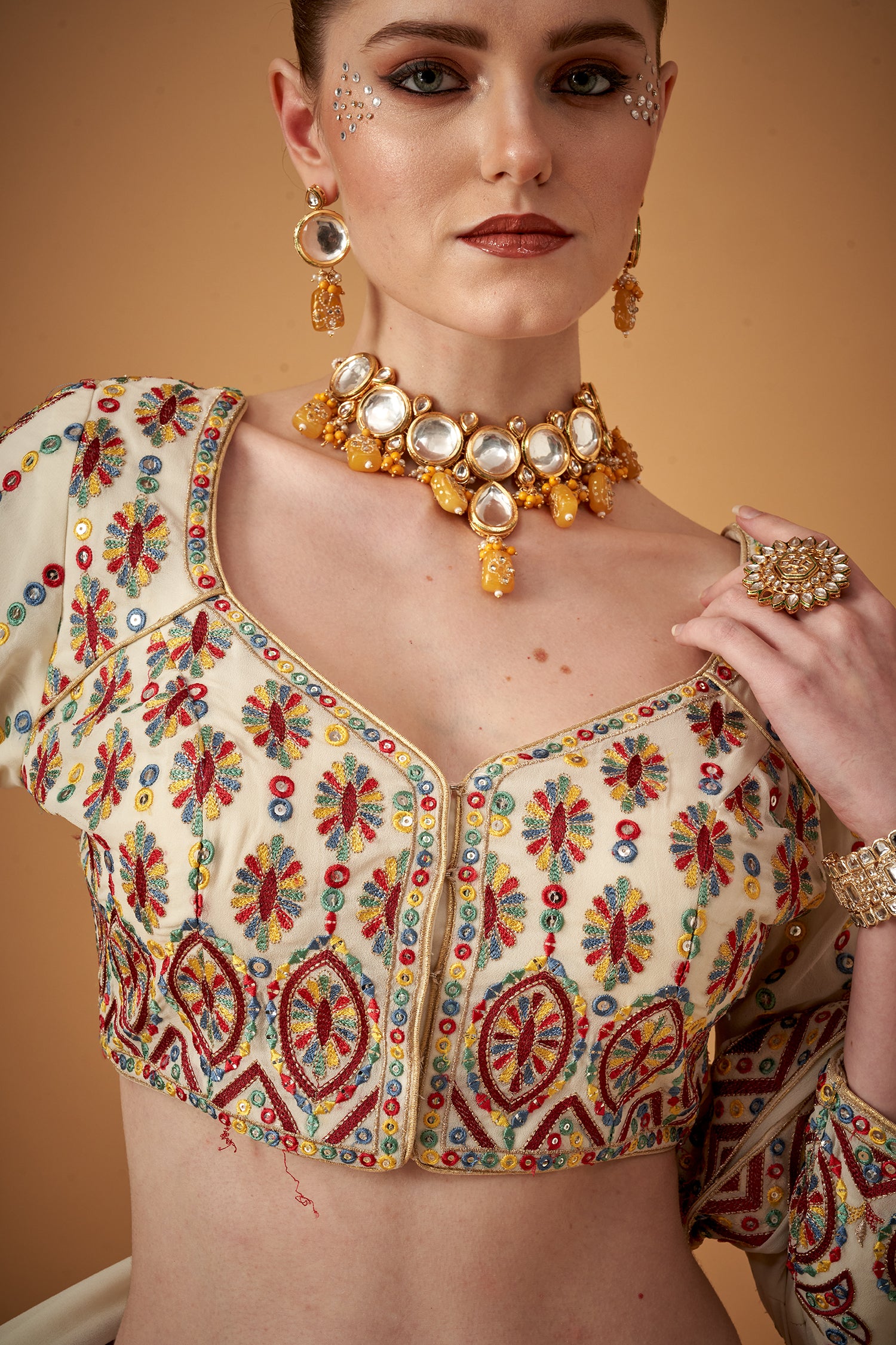 White Georgette Embroidered Lehenga Set