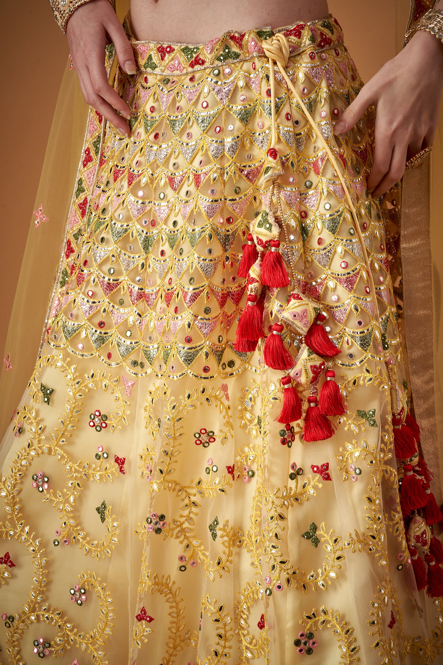 Glamorous Yellow Lehenga Set With Silver Foil Embellishments