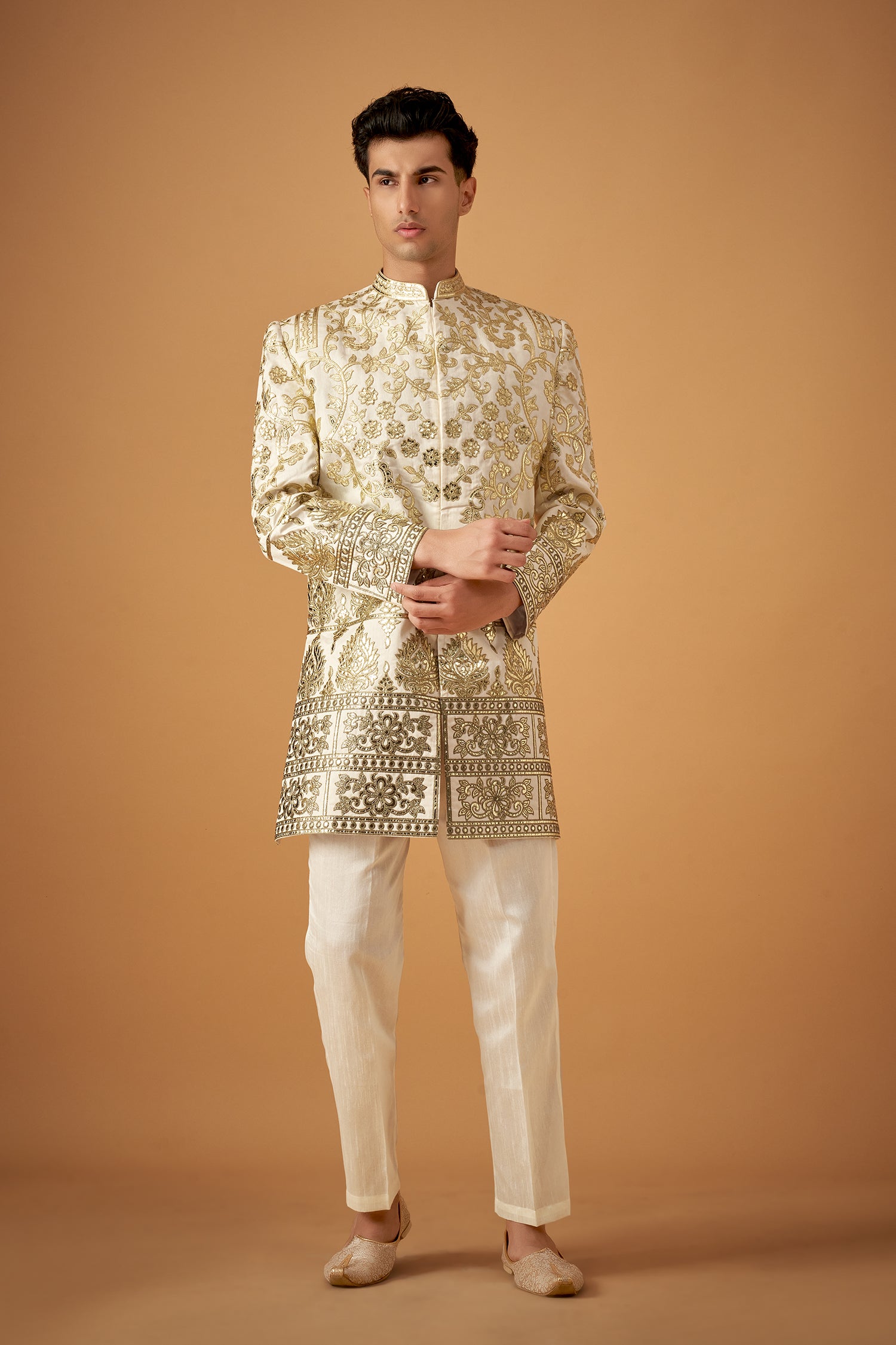 Vibrant Green Ombre Embroidered Sherwani With Gotta Work