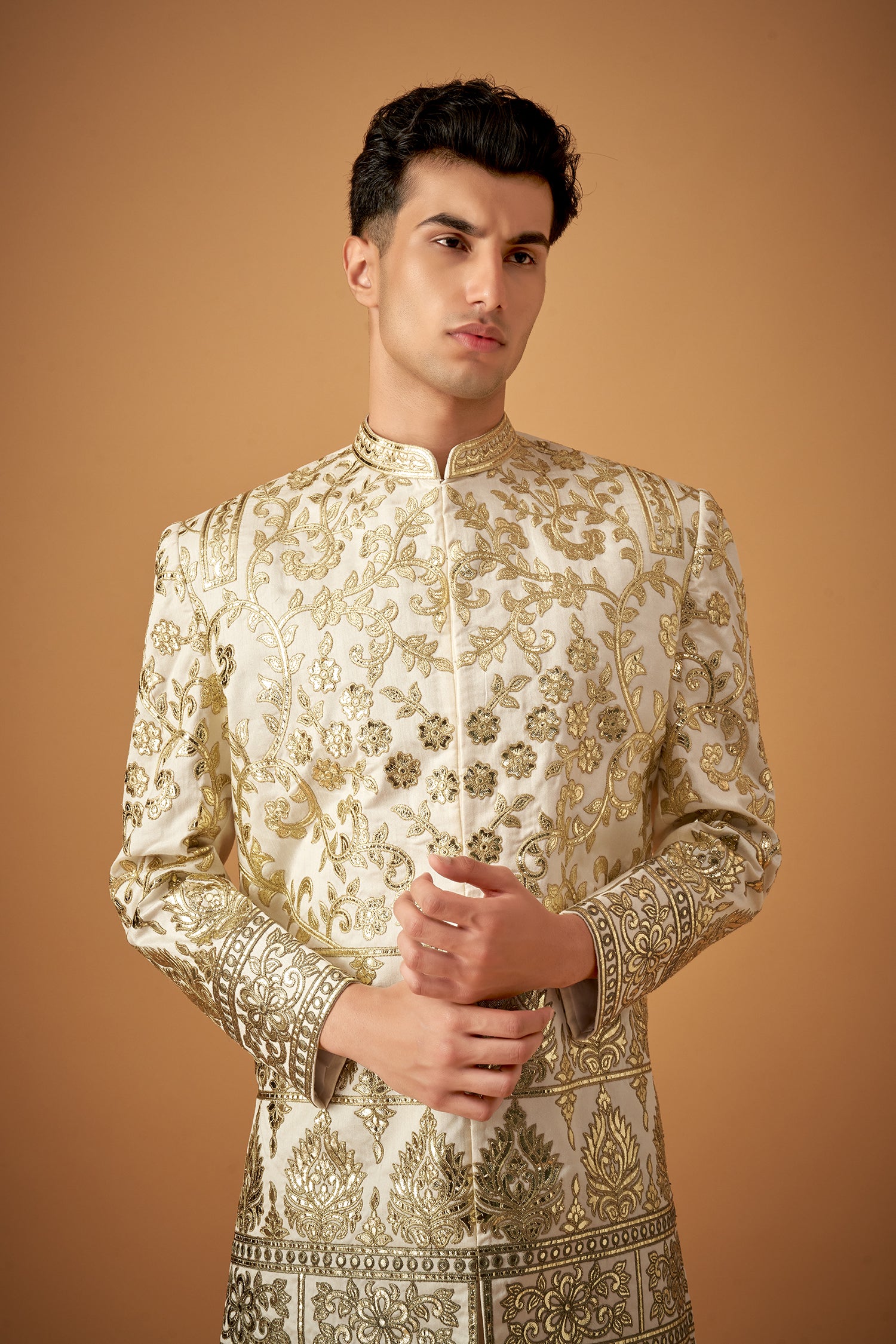 Vibrant Green Ombre Embroidered Sherwani With Gotta Work