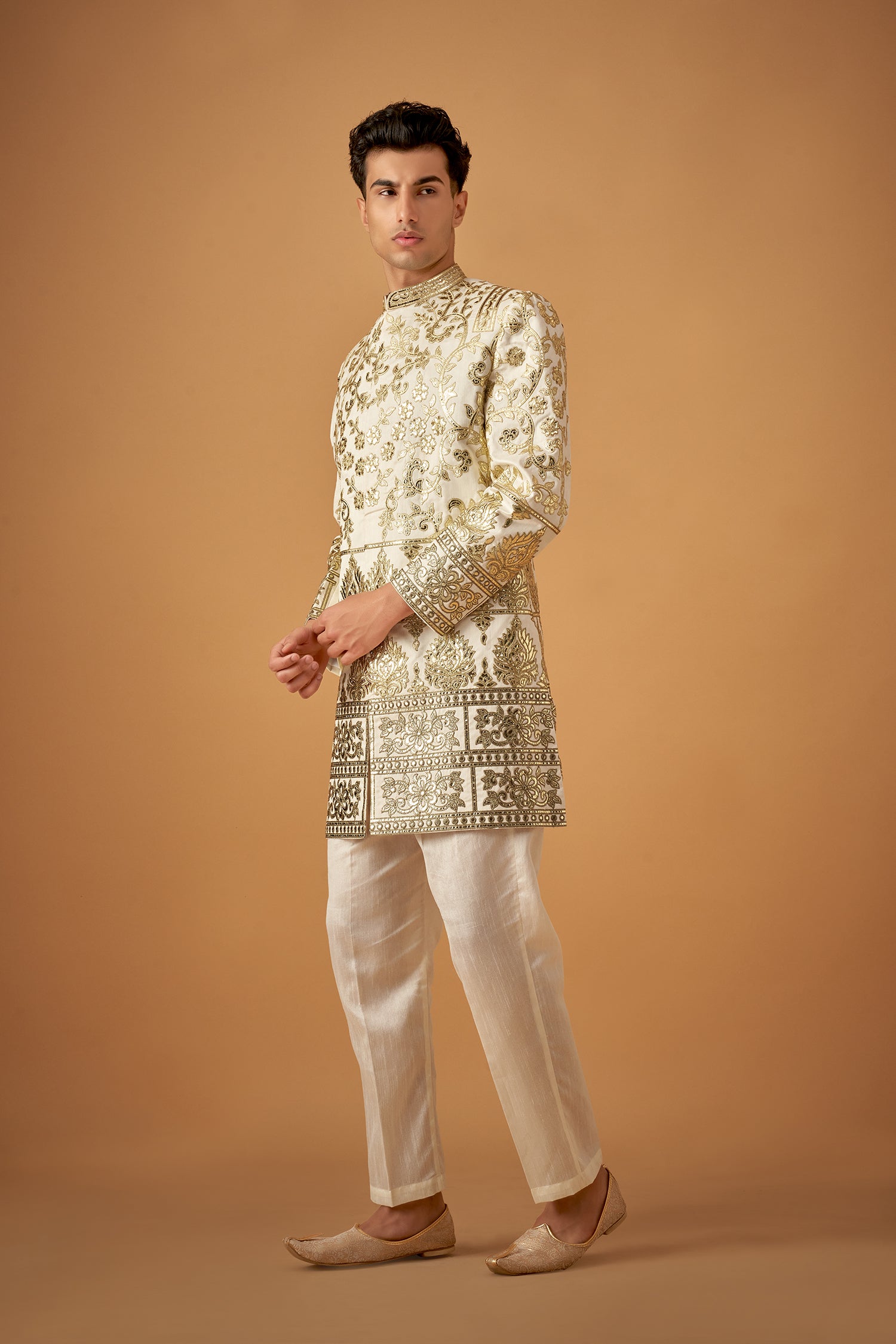 Vibrant Green Ombre Embroidered Sherwani With Gotta Work