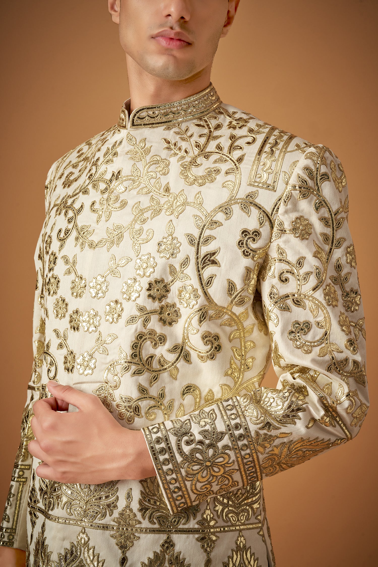 Vibrant Green Ombre Embroidered Sherwani With Gotta Work