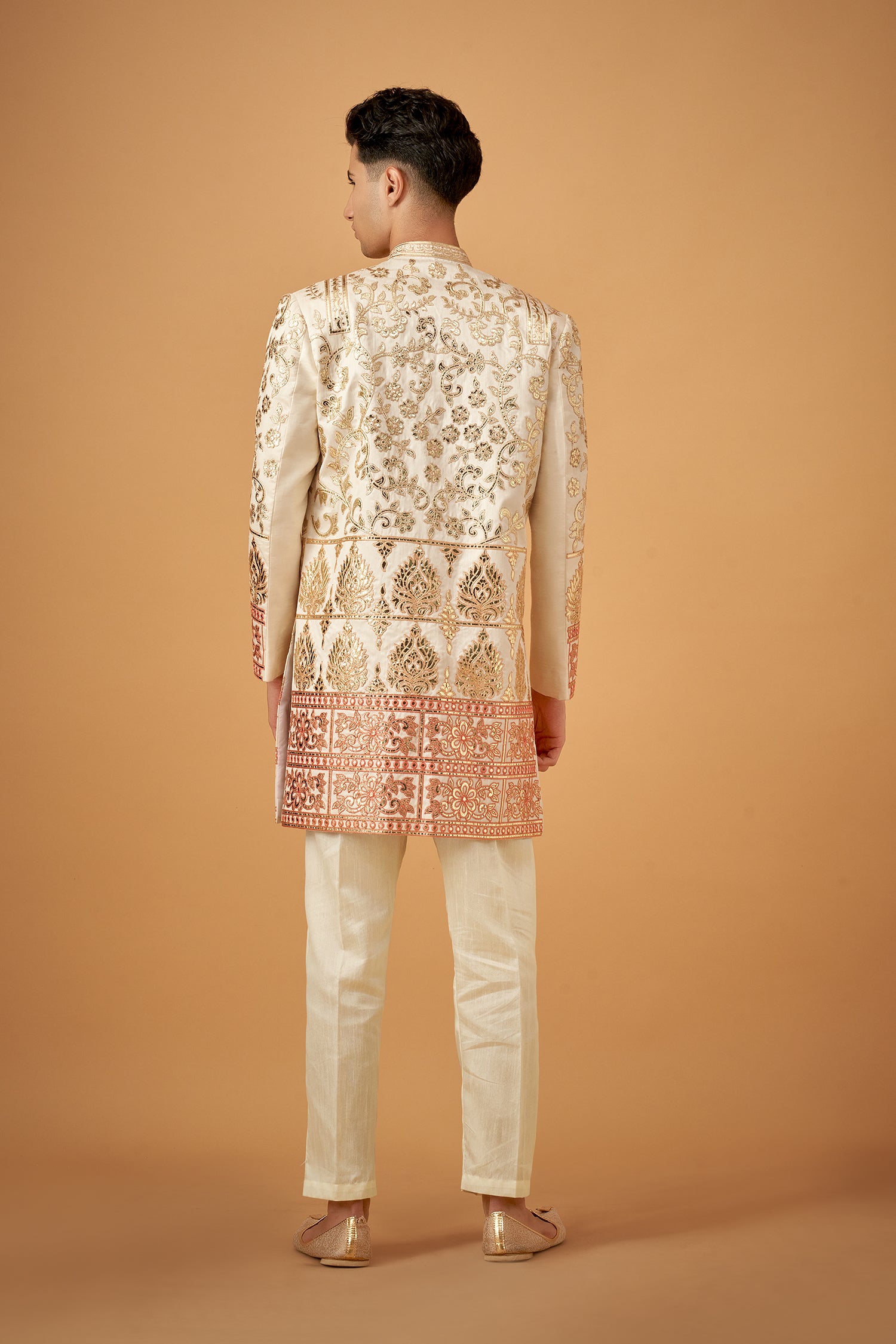Peach Ombre Embroidered Sherwani With Gotta Work