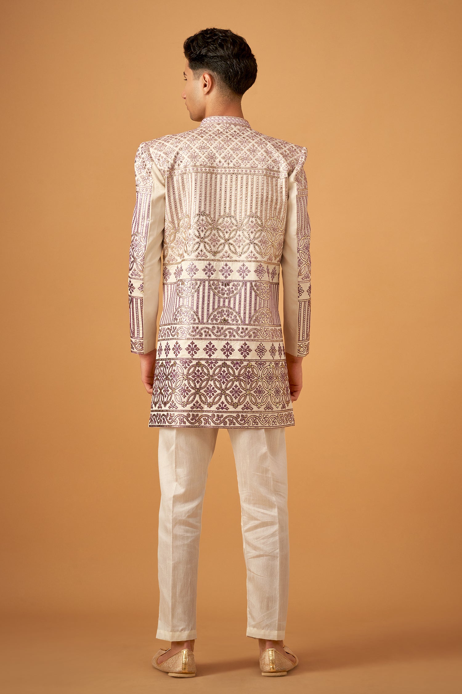 Lilaac Purple Embroidered Sherwani With Gotta Work