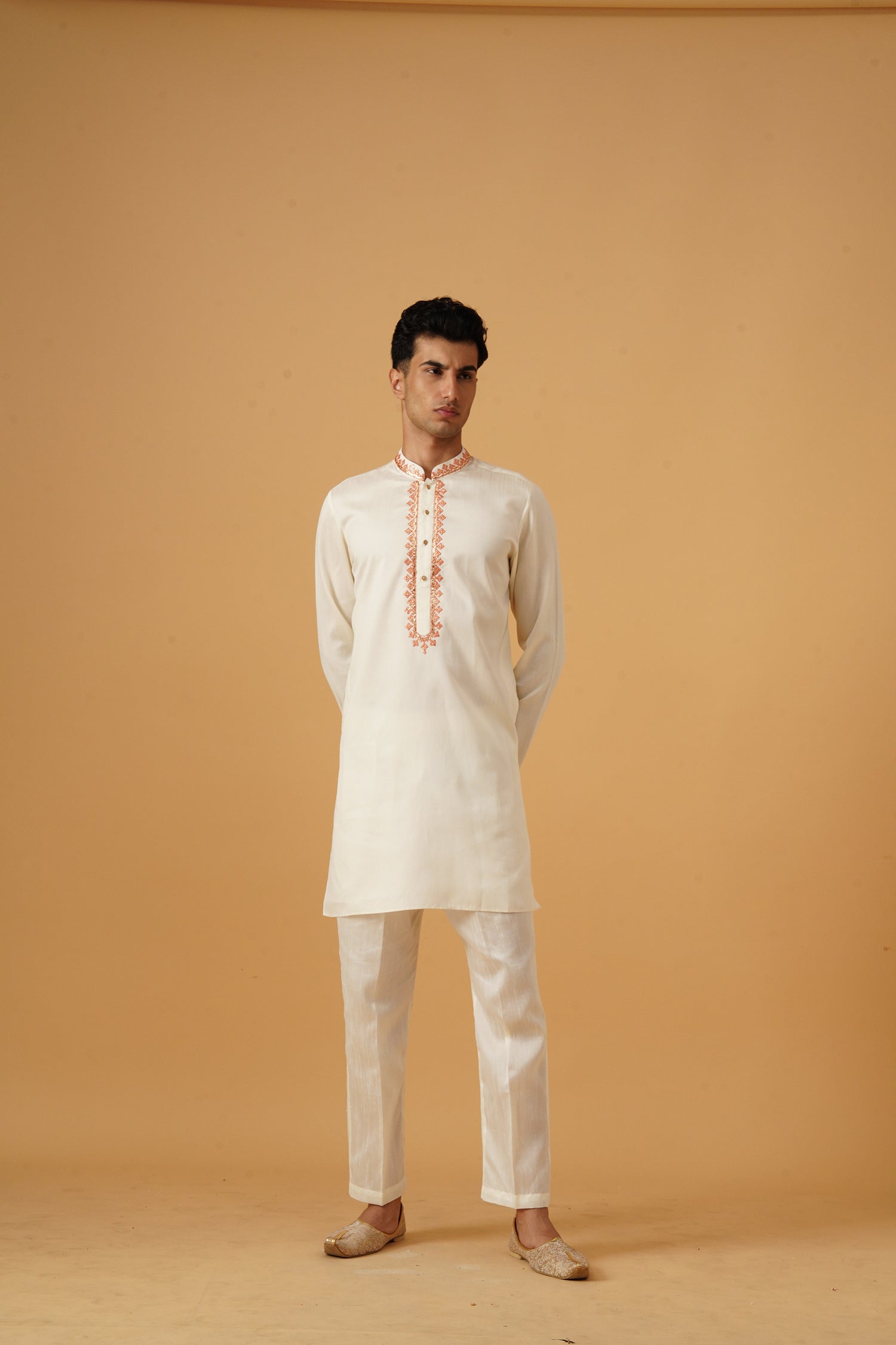 Maroon Embroidered Sherwani Jacket And Kurta Set With Gotta Work