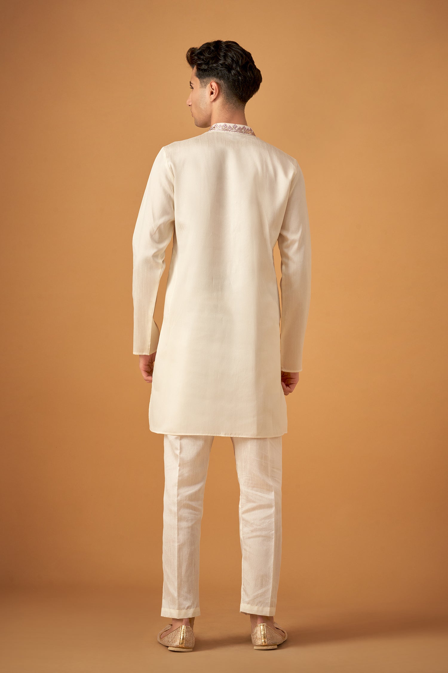 Lilaac Embroidered Sherwani Jacket And Kurta Set With Gotta Work