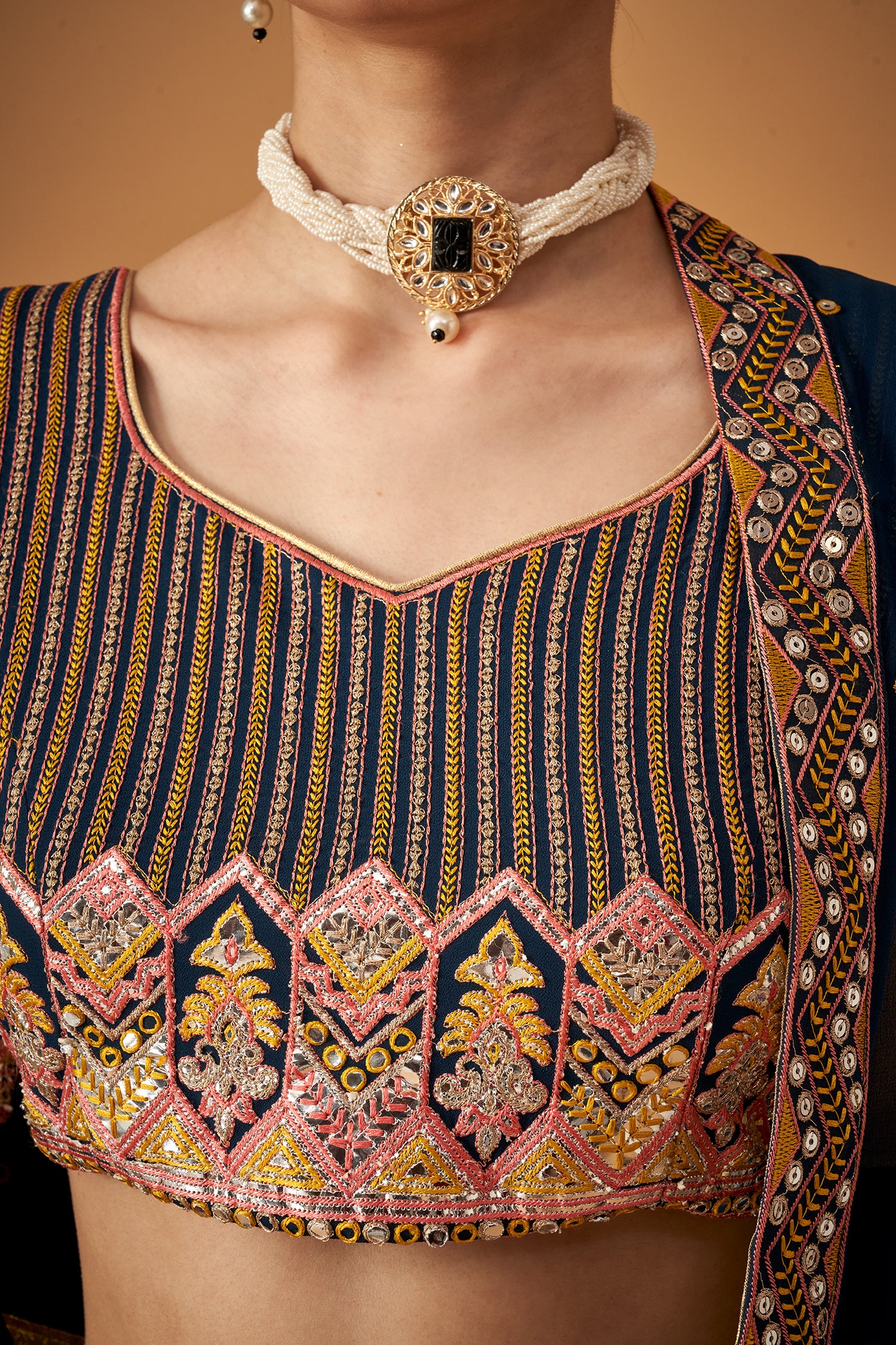 Stunning Blue Georgette Embroidered Lehenga Set