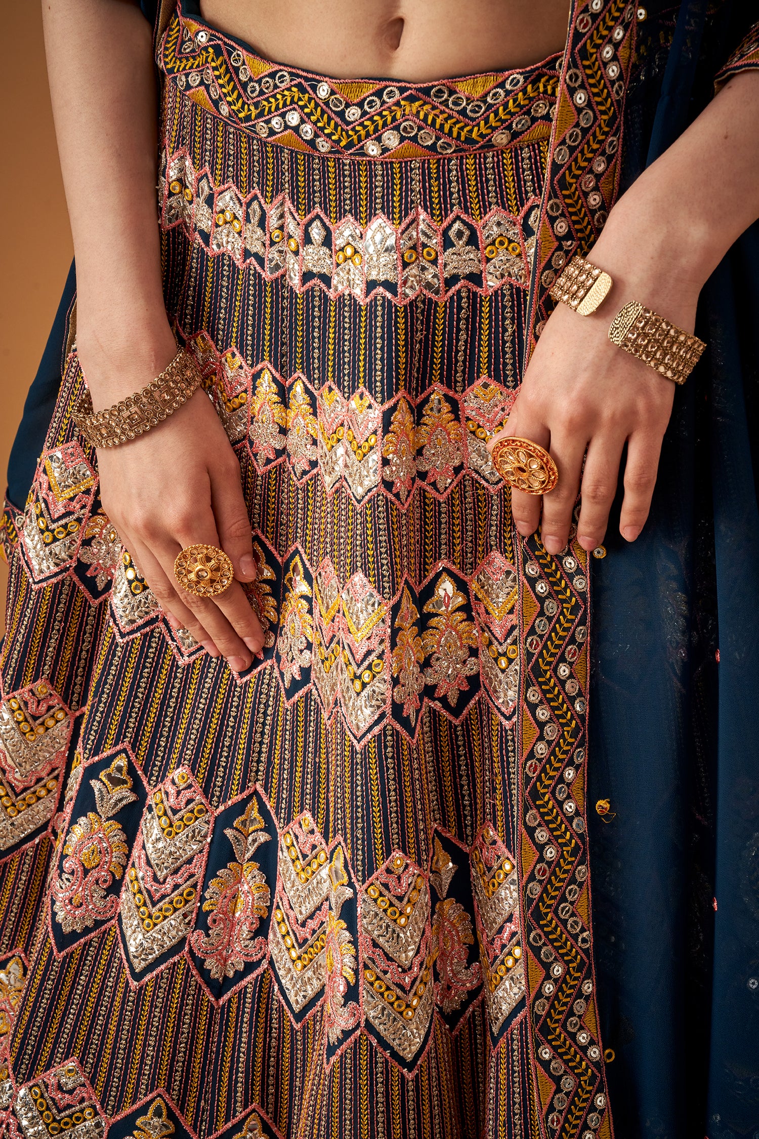 Stunning Blue Georgette Embroidered Lehenga Set