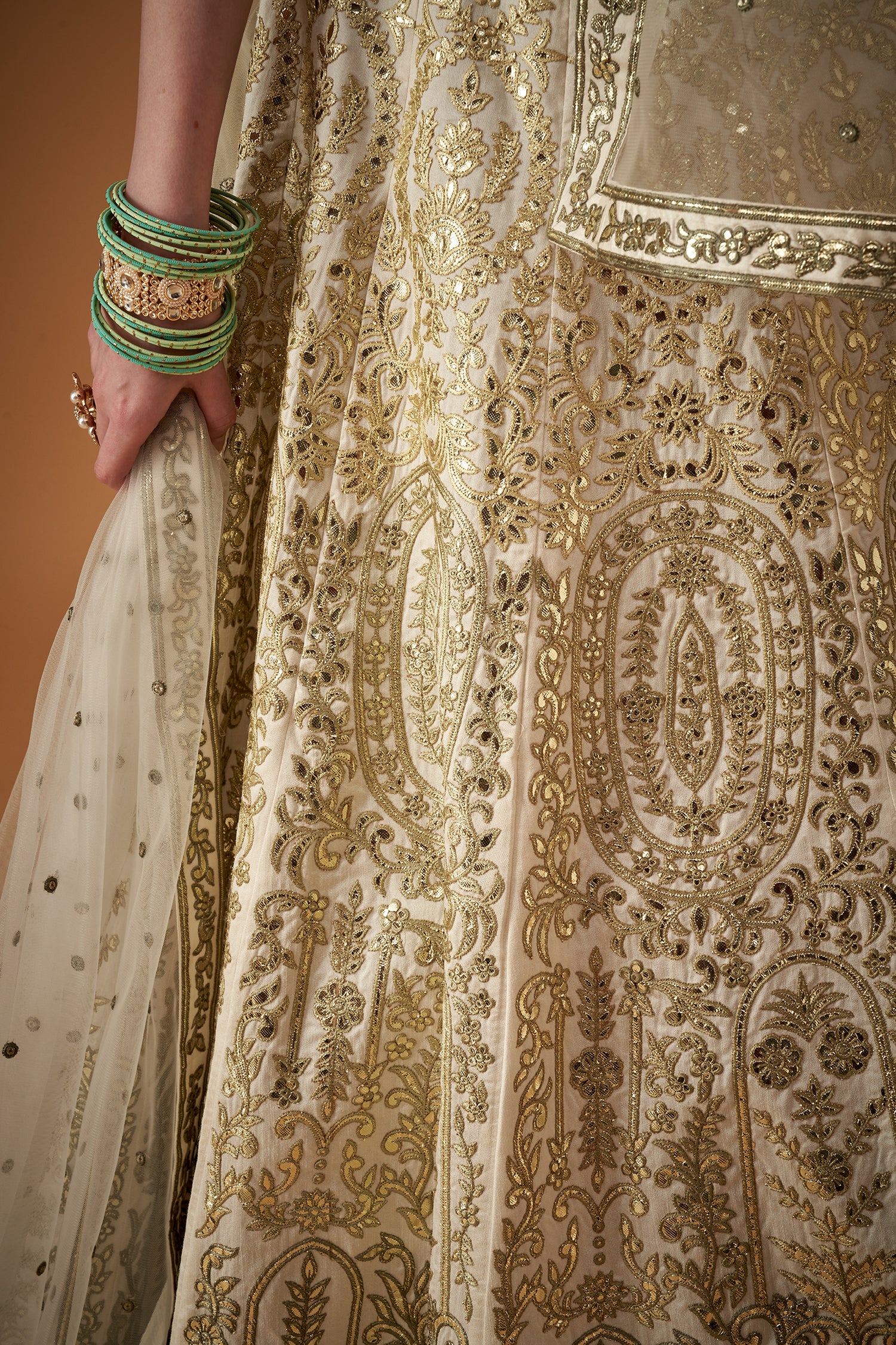Forest Green Ombre Embroidered Lehenga Set with Gotta Work