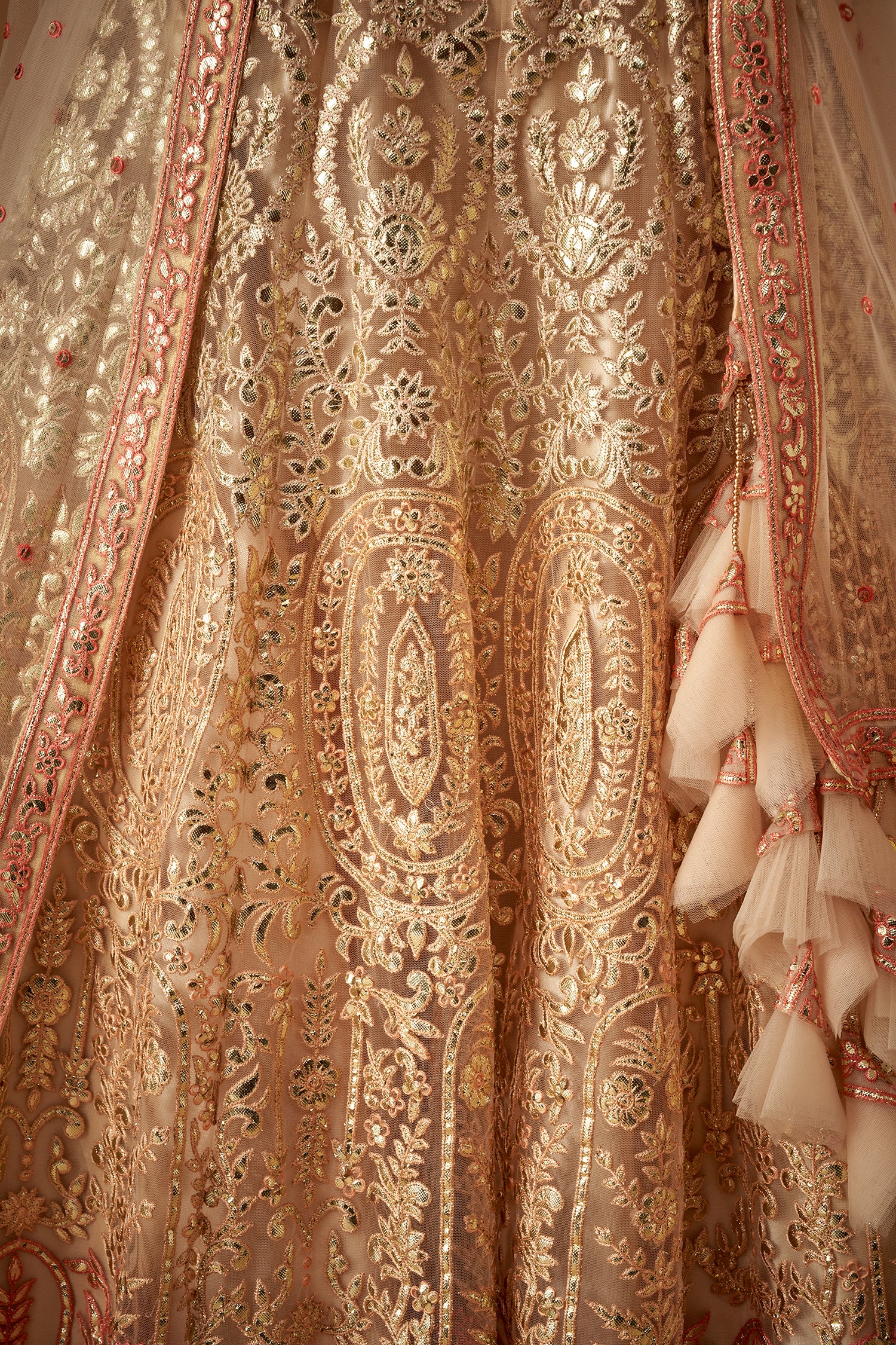 Peach Ombre Embroidered Lehenga Set with Gotta Work