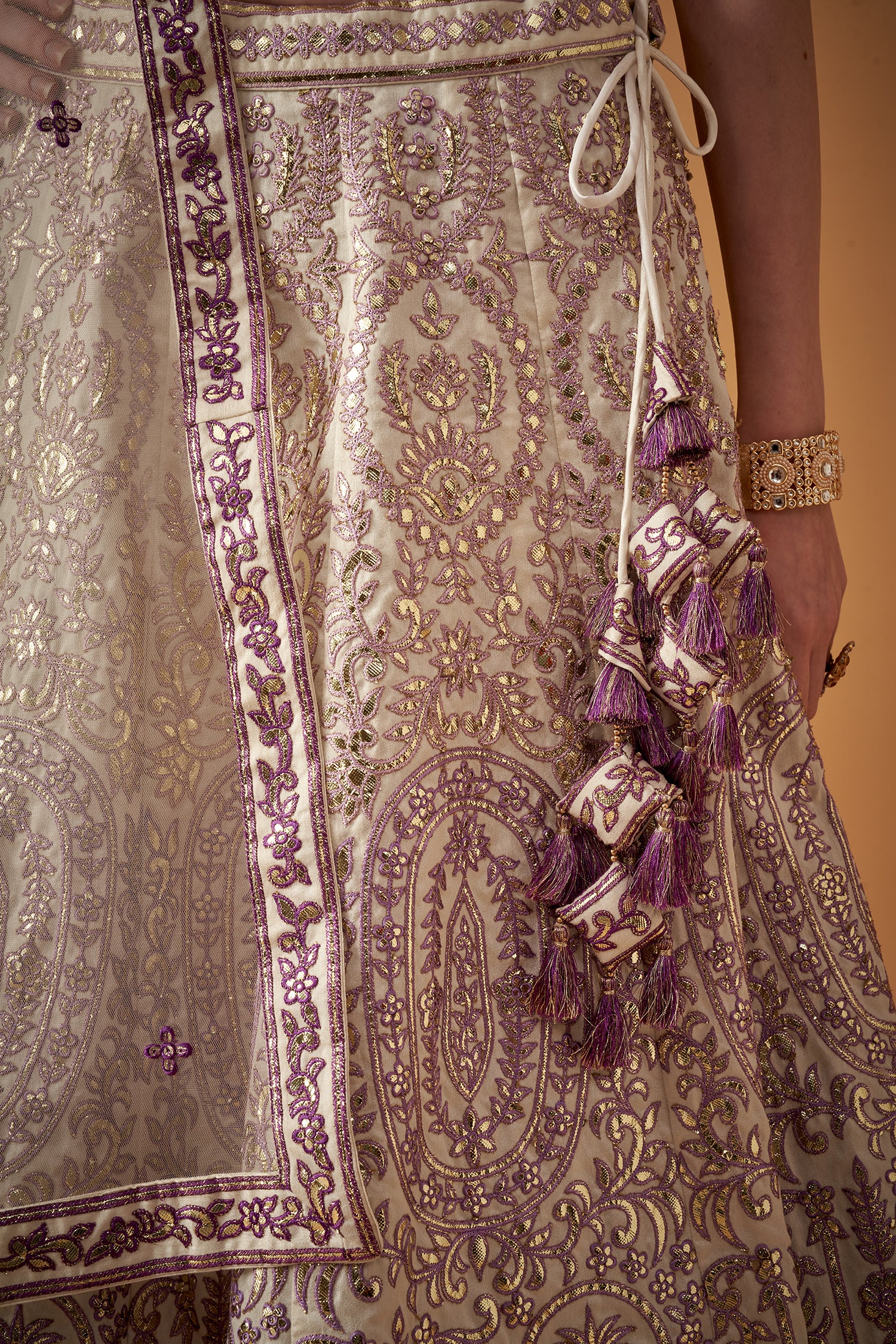 Lilac Purple Ombre Embroidered Lehenga Set with Gotta Work.