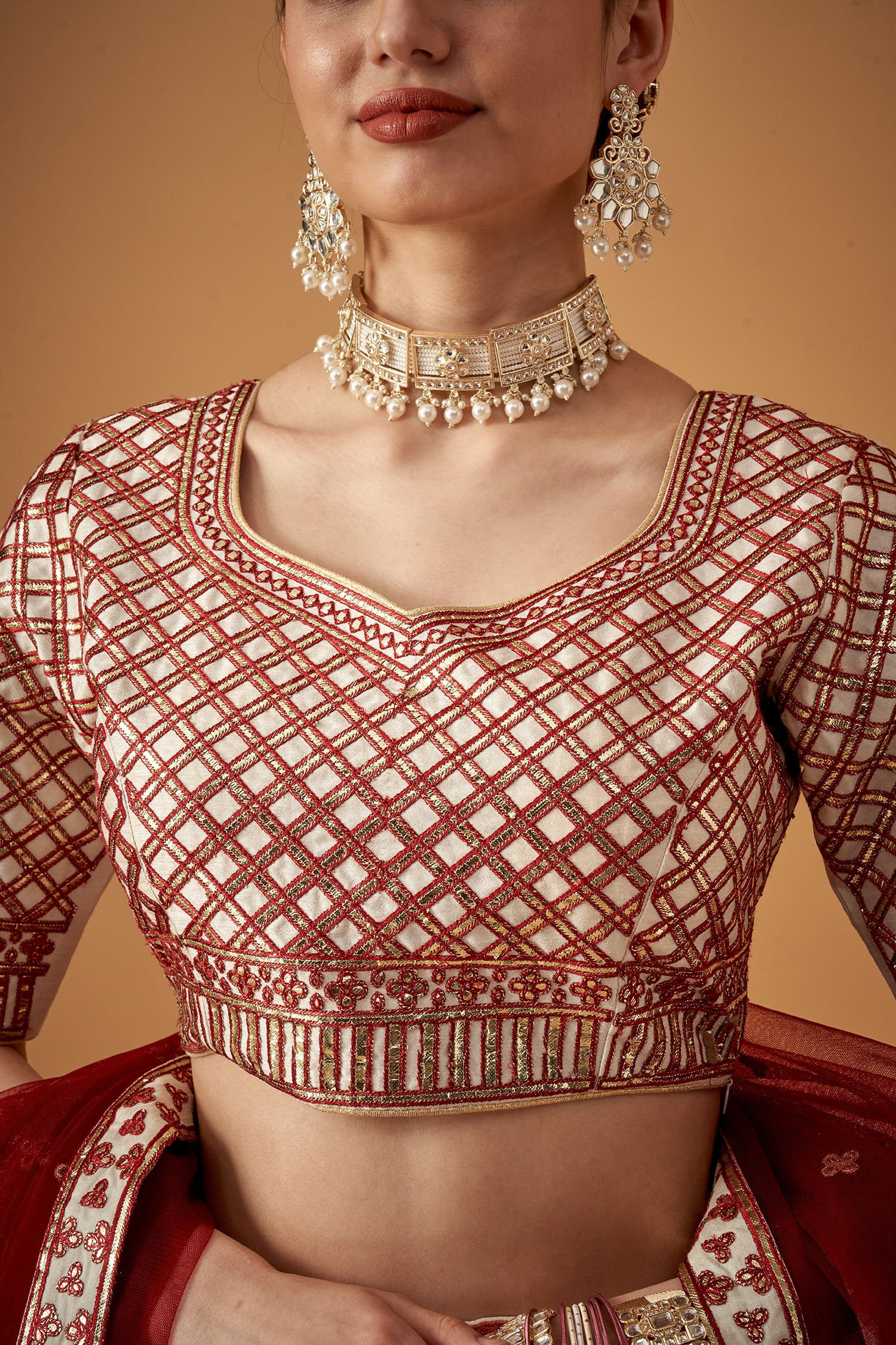 Maroon Ombre Embroidered Lehenga Set With Gotta Work