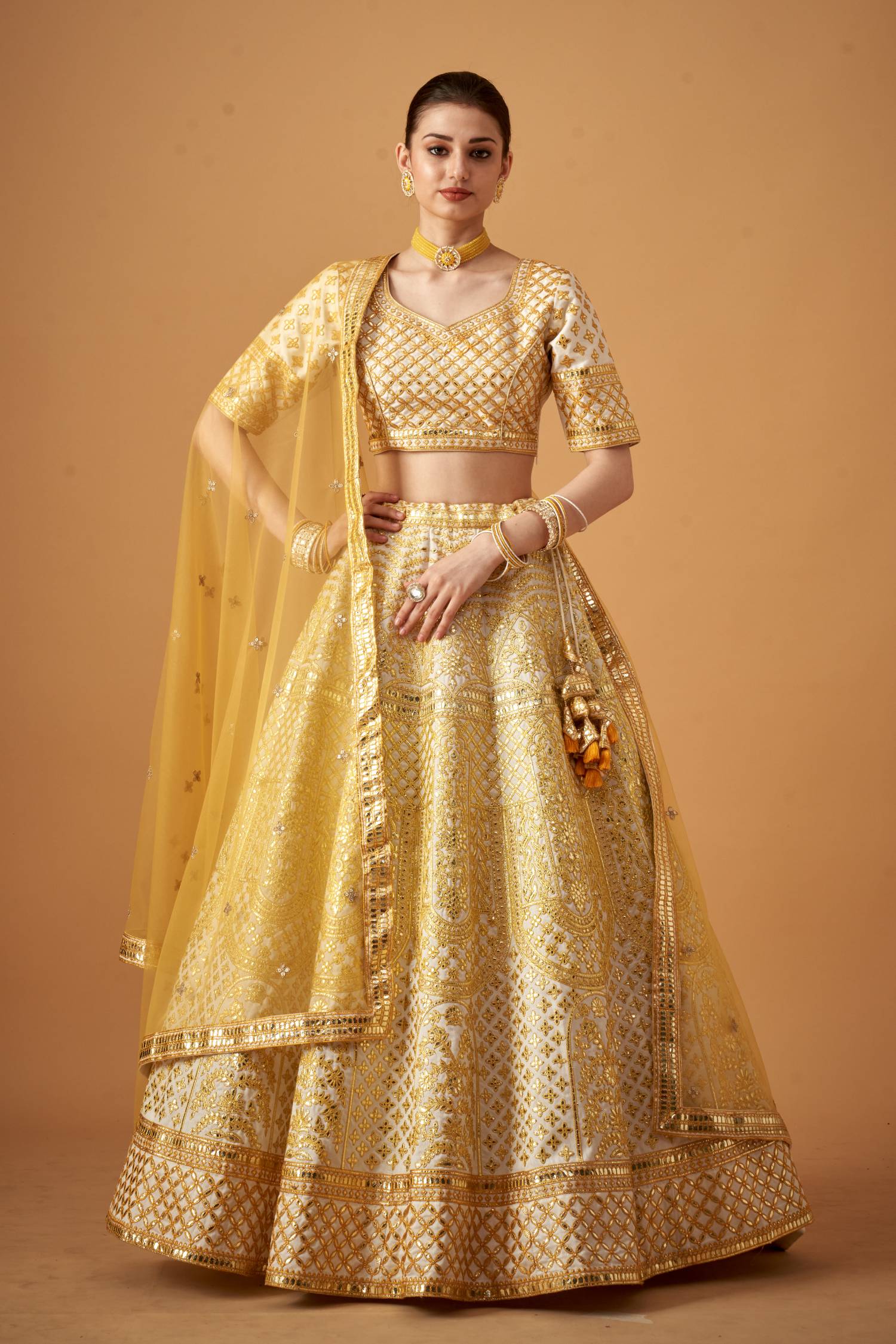 Yellow Ombre Lehenga Set with Gotta Work