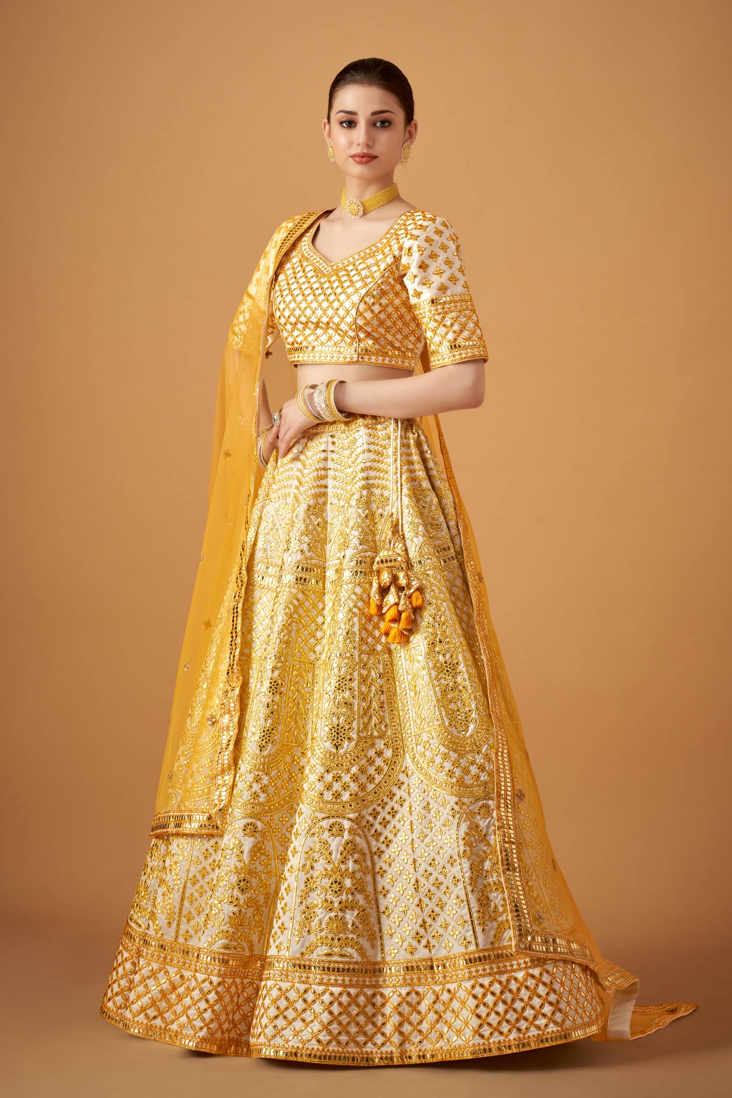 Yellow Ombre Lehenga Set with Gotta Work