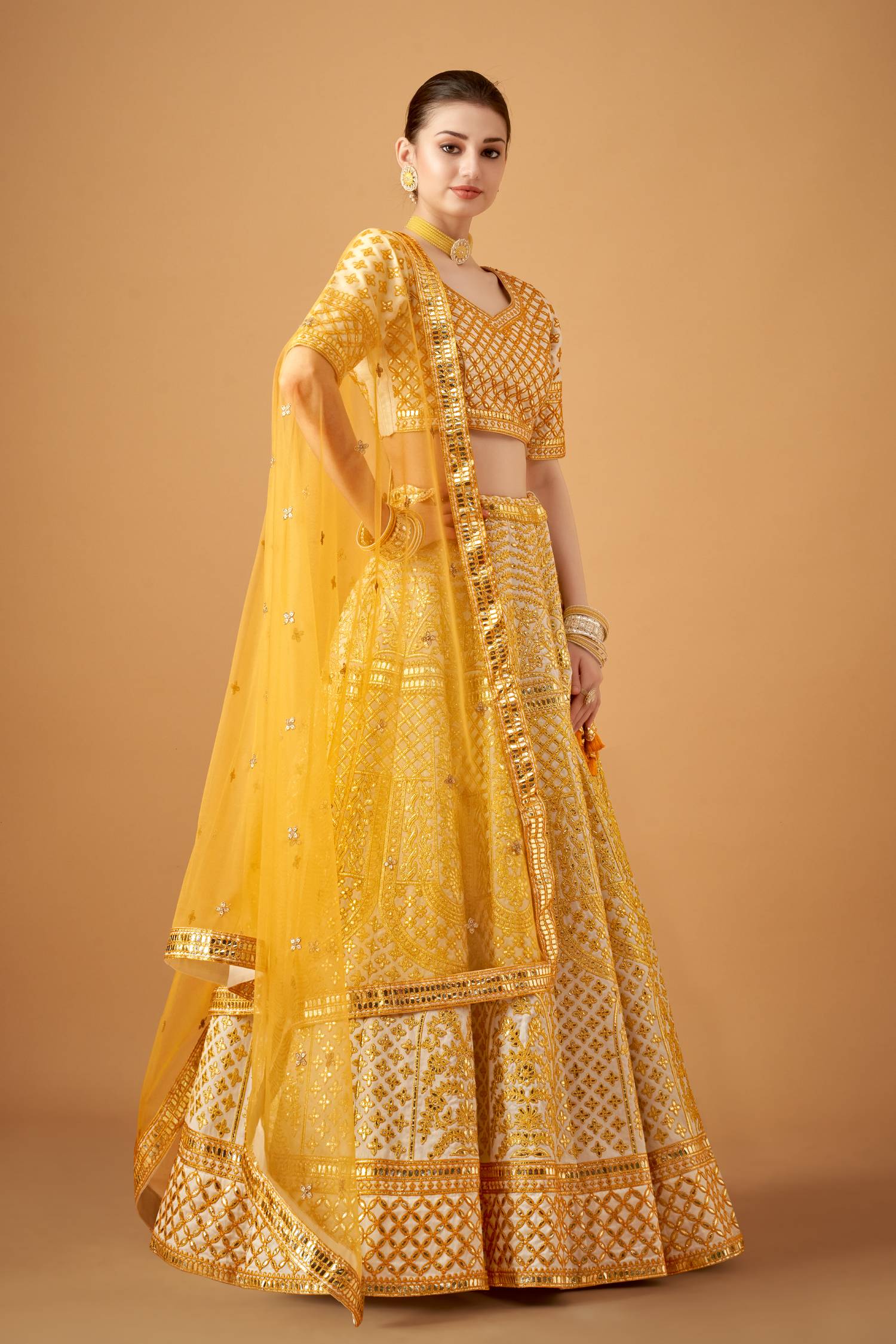 Yellow Ombre Lehenga Set with Gotta Work