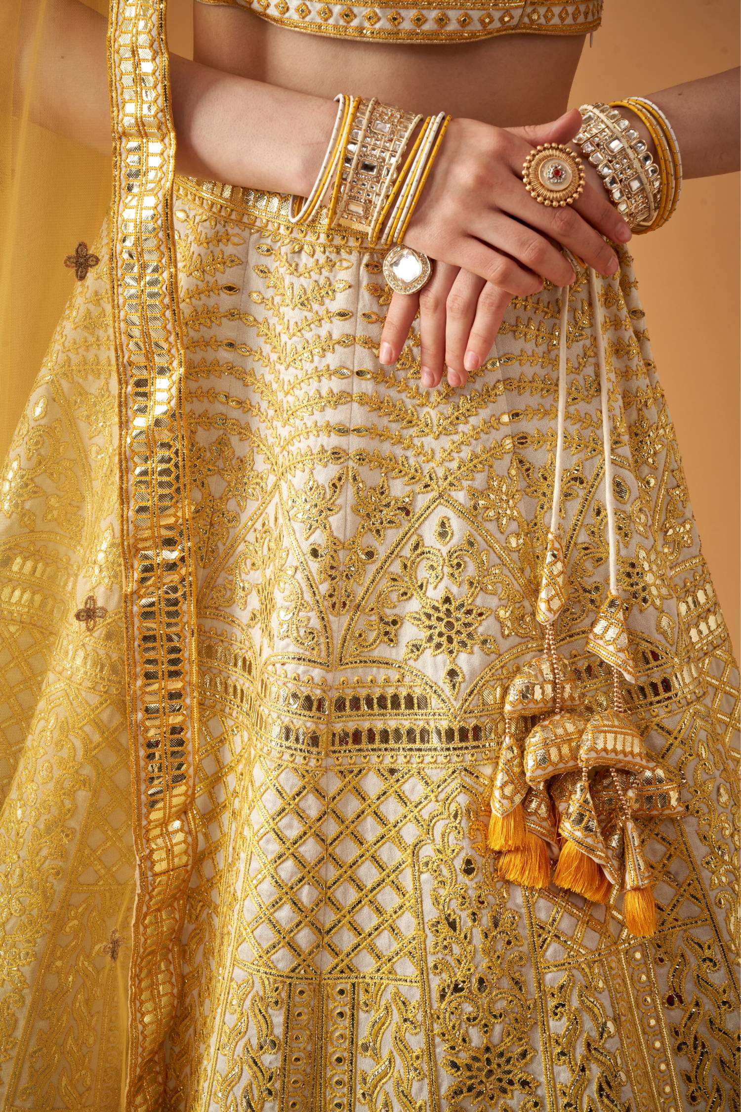 Yellow Ombre Lehenga Set with Gotta Work