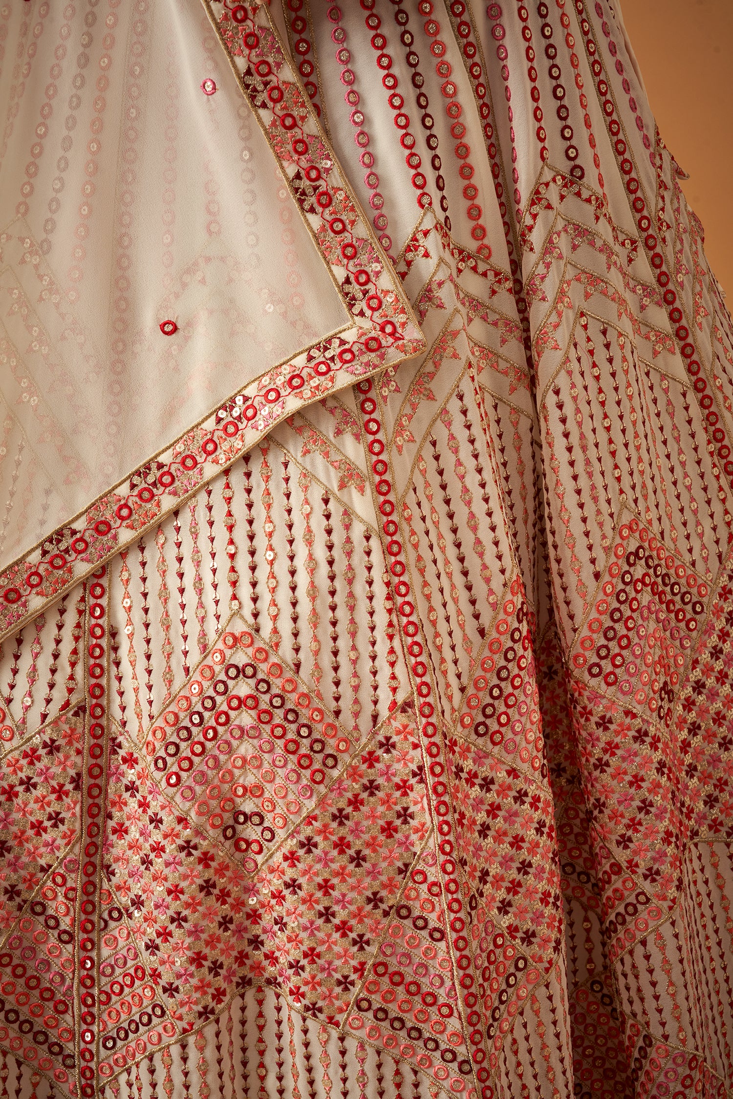 Daisy White Georgette Embroidered Lehenga Set