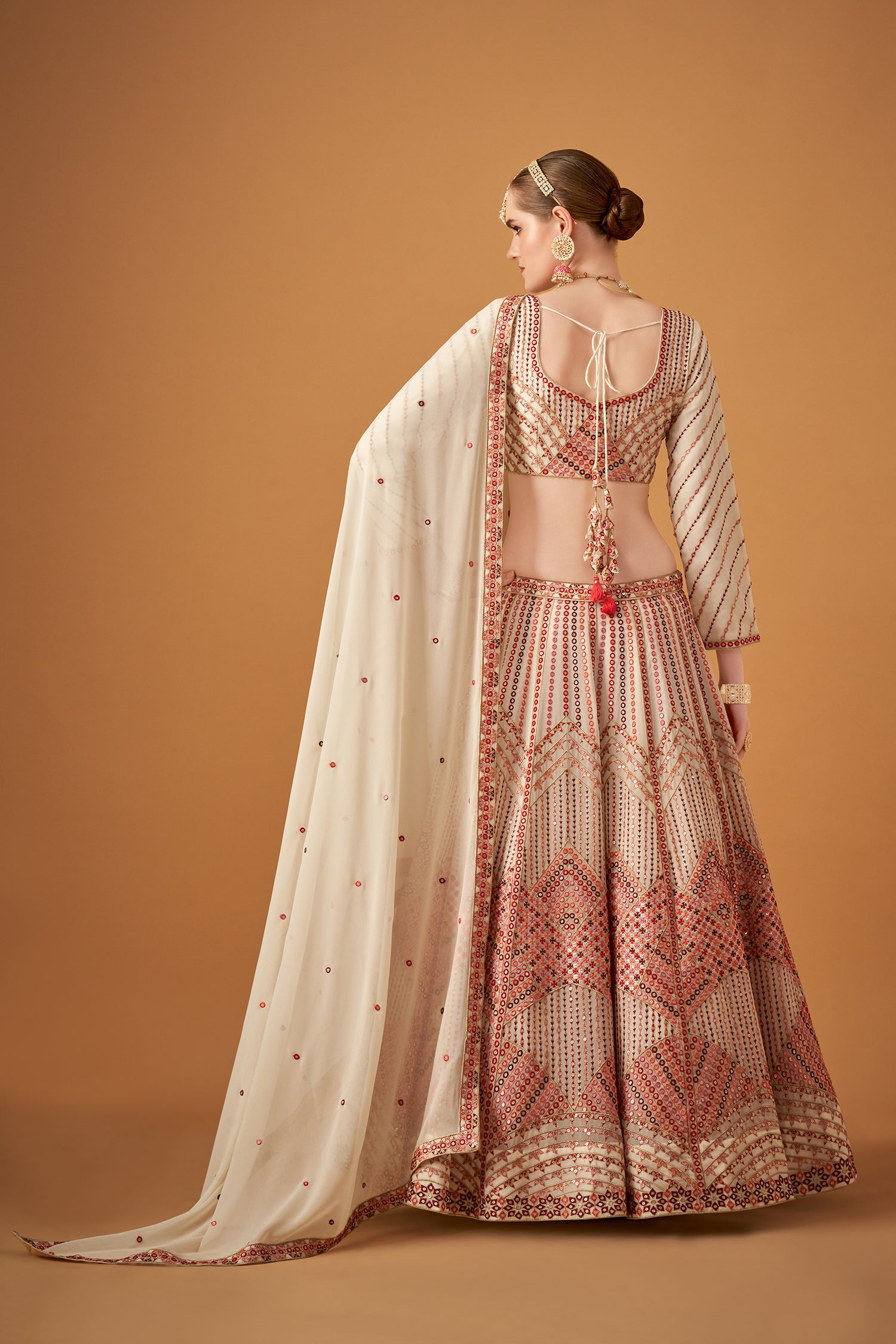 Daisy White Georgette Embroidered Lehenga Set