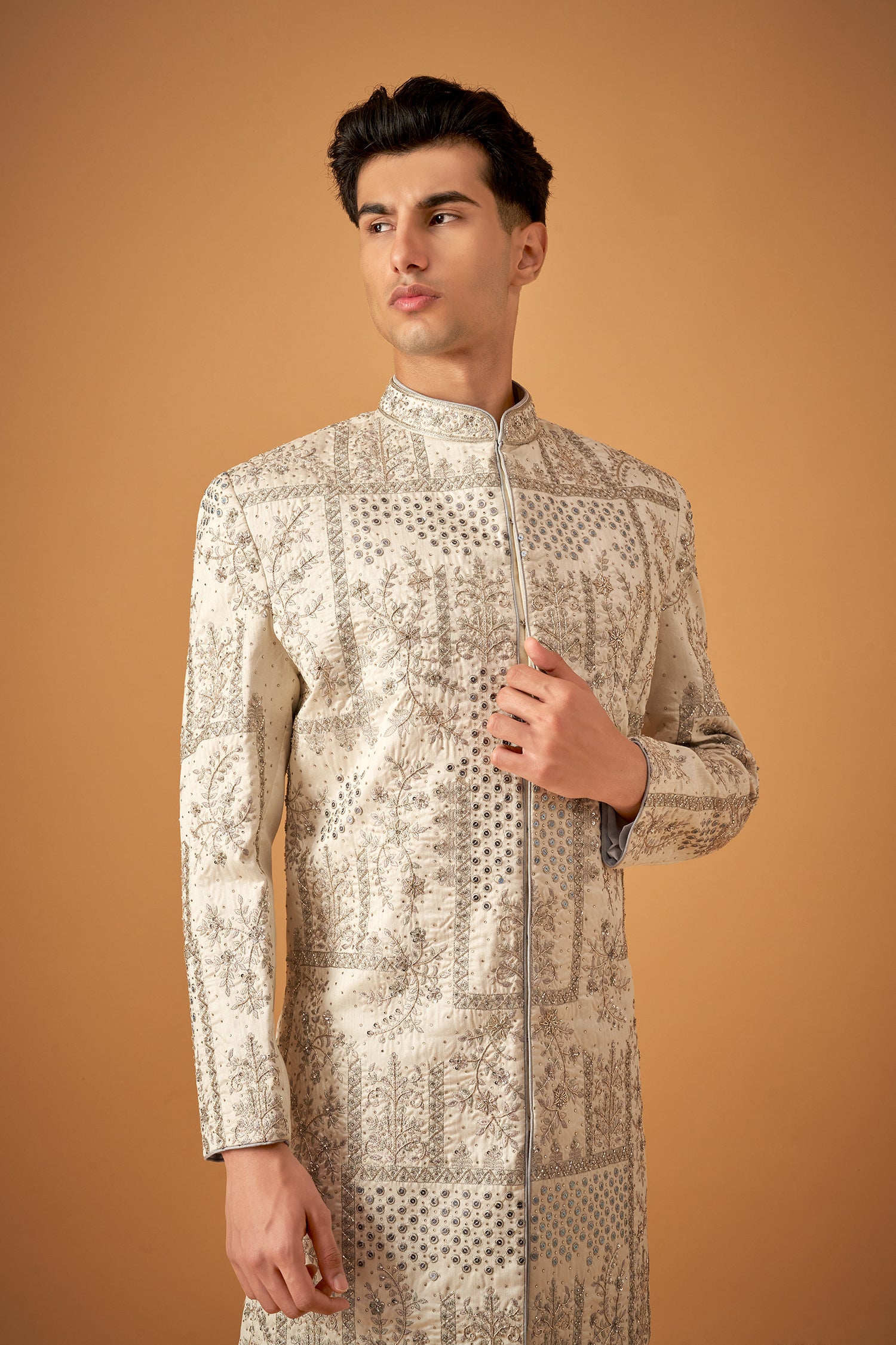 Ice Blue Sherwani With Handwork Embroidery