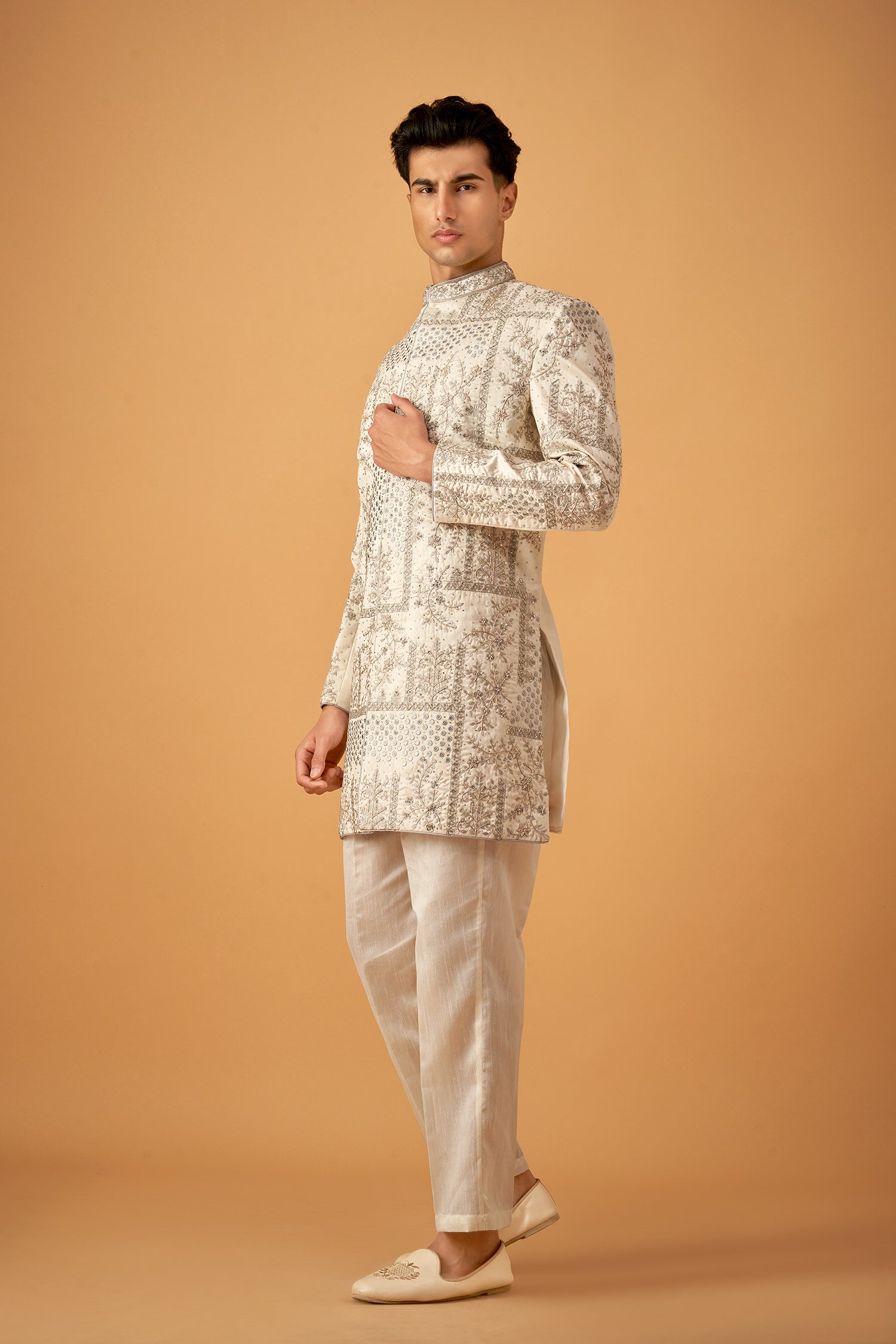Ice Blue Sherwani With Handwork Embroidery