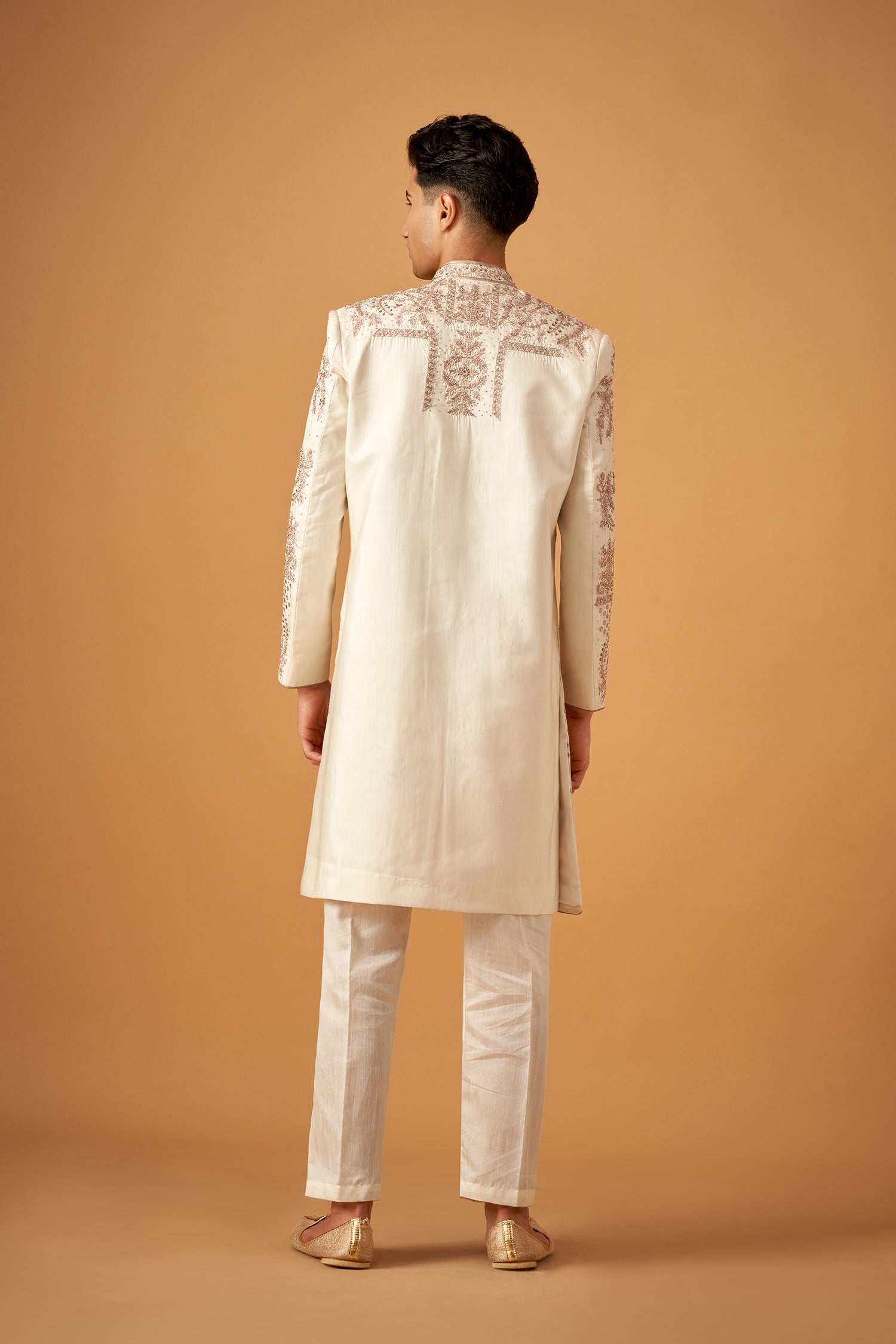 Pink Sherwani With Cutdana Embroidery