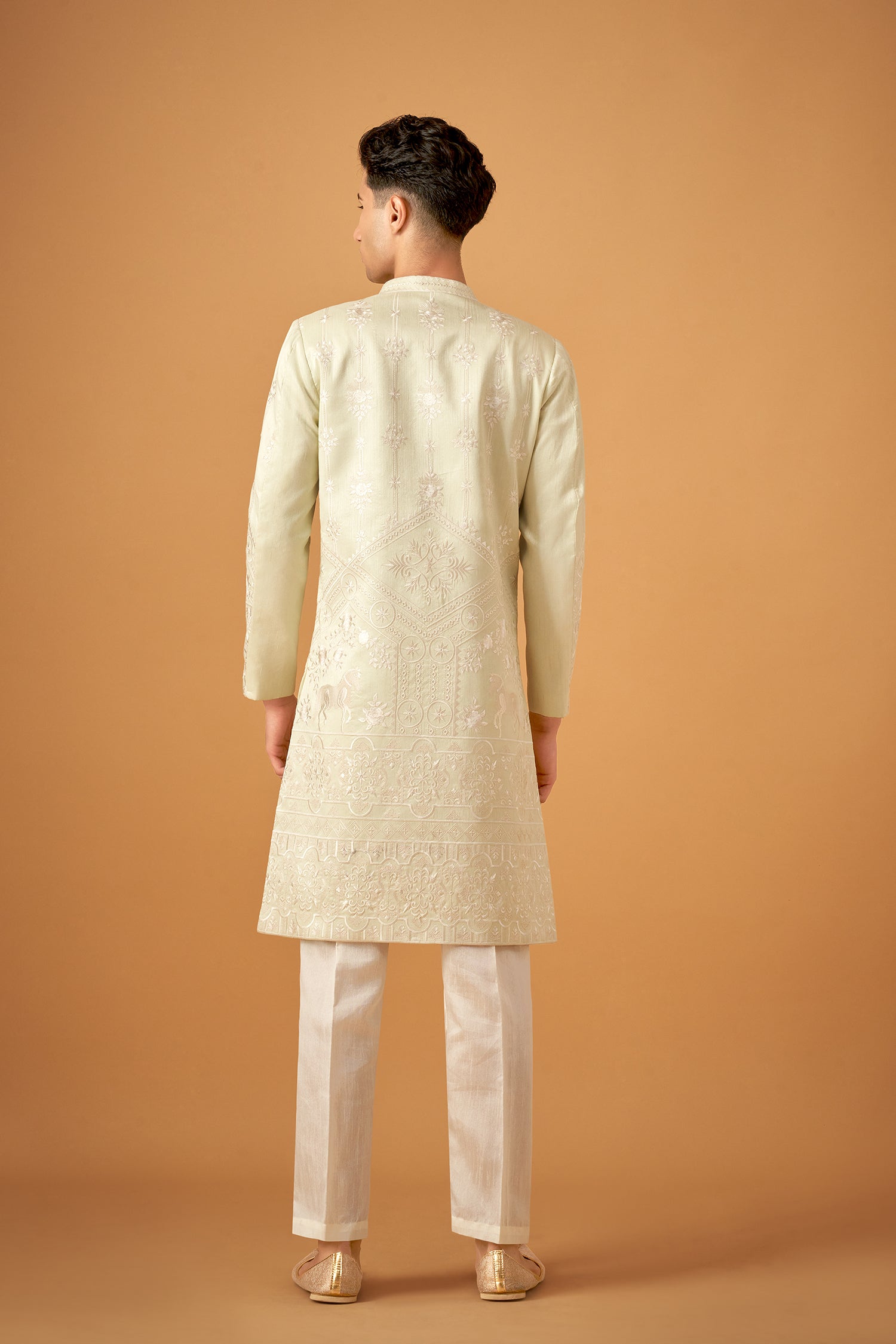 Pista Green Embroidered Sherwani