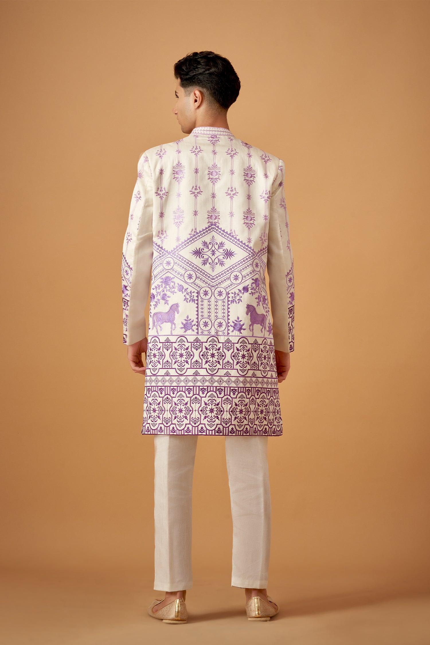 Offwhite Embroidered Sherwani Set