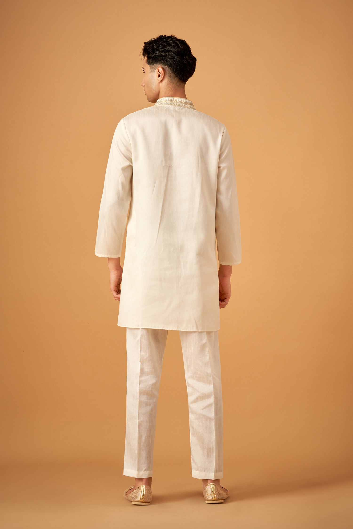 Elegant Olive Embroidered Sherwani Jacket And Kurta Set