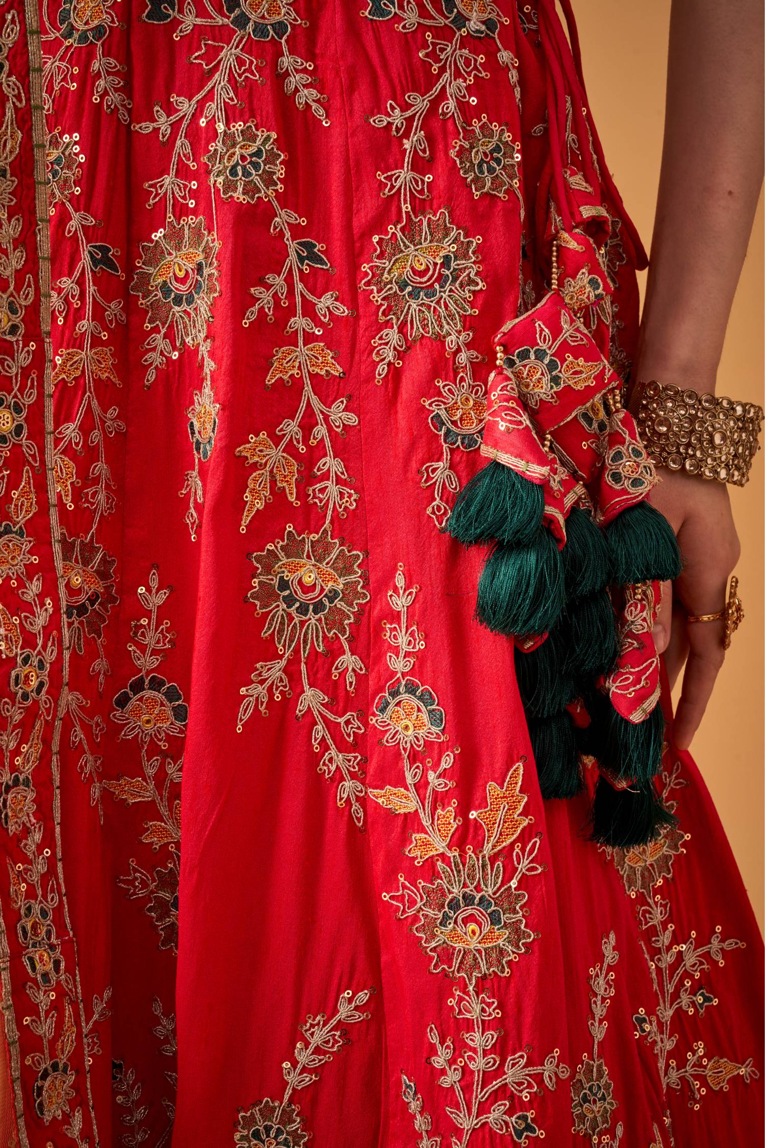 Rani Pink Floral Embroidered Lehenga Set