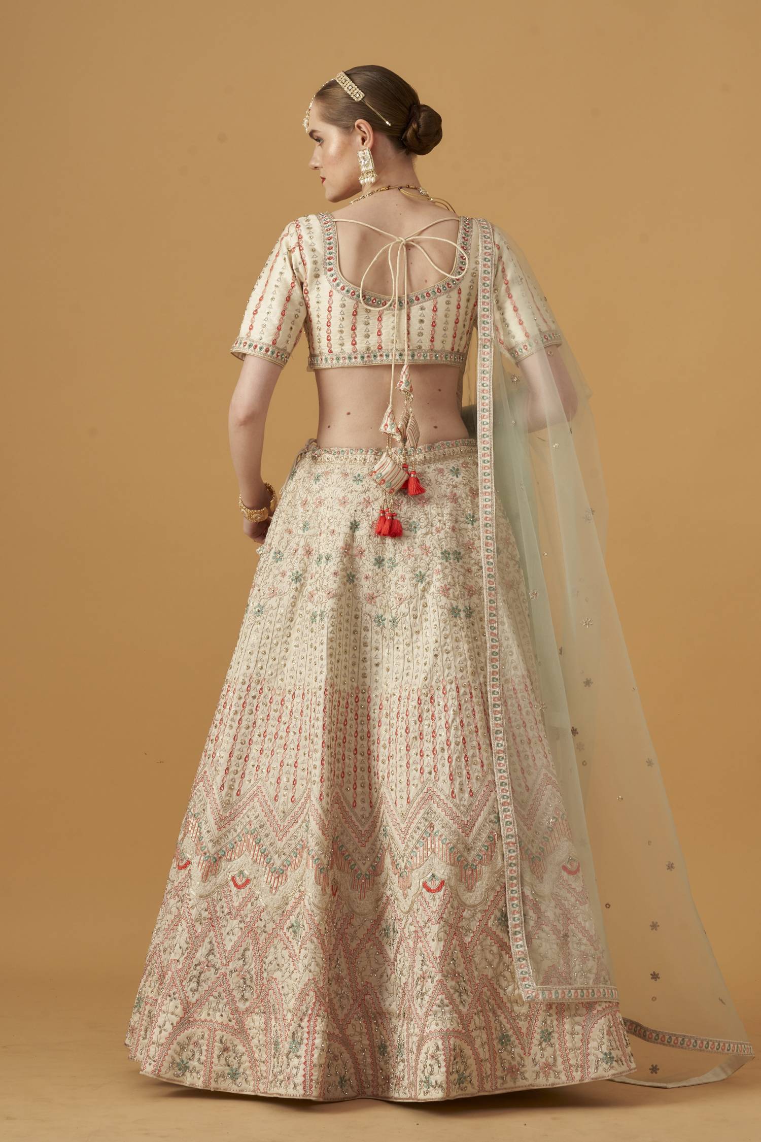 Ivory Embroidered Lehenga Set With Beadwork Embellishments