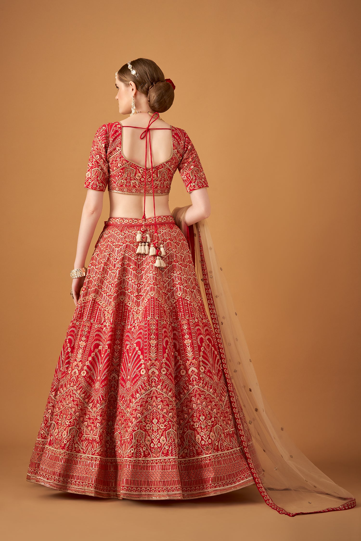 Classic Pink Floral Embroidered Lehenga Set